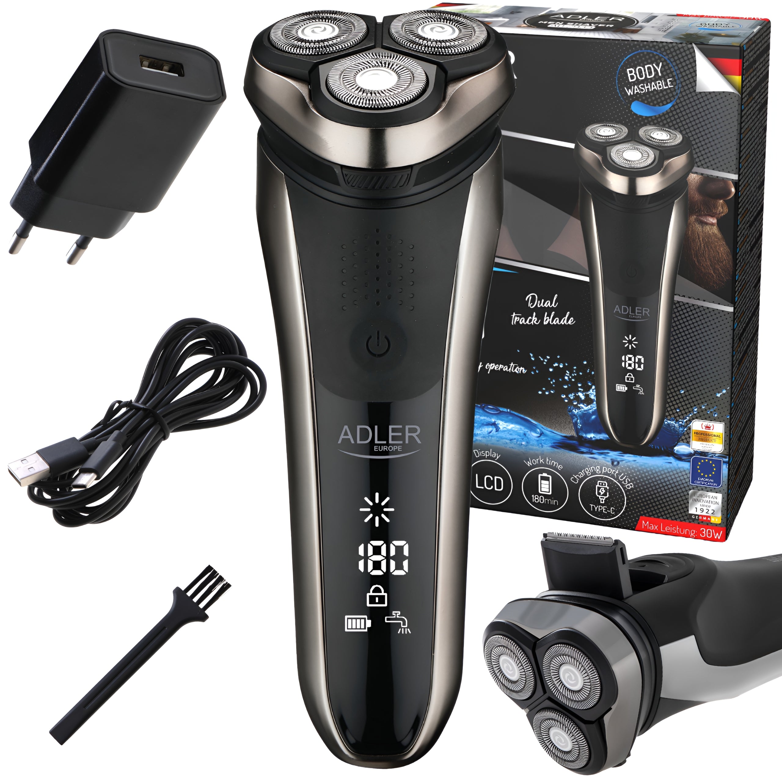 3 Head Electric Shaver Waterproof Beard Machine Adler