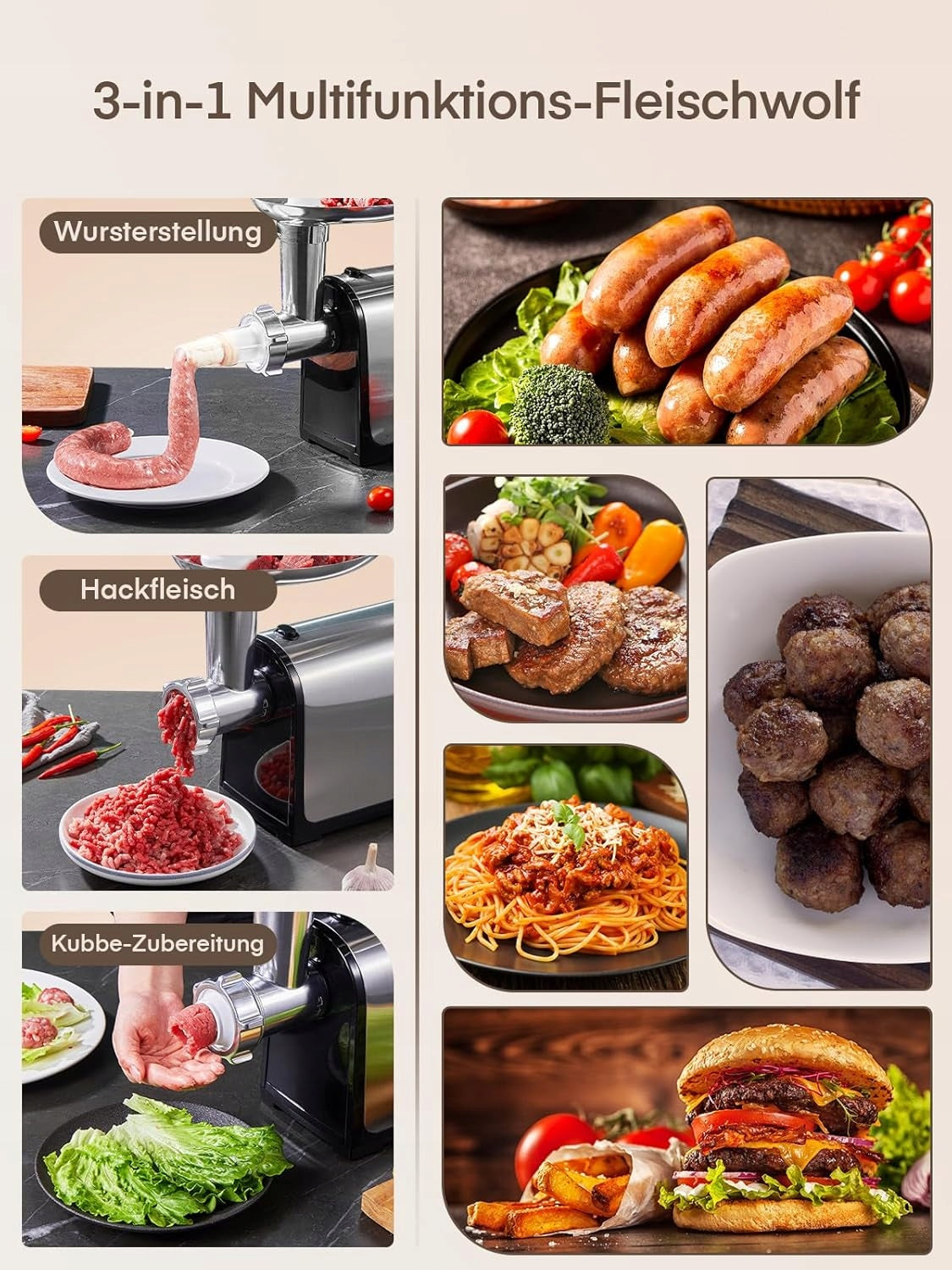 3 IN 1 500W ELECTRIC MEAT GRINDER AKCESORIA Manufacturer code 6917645341464