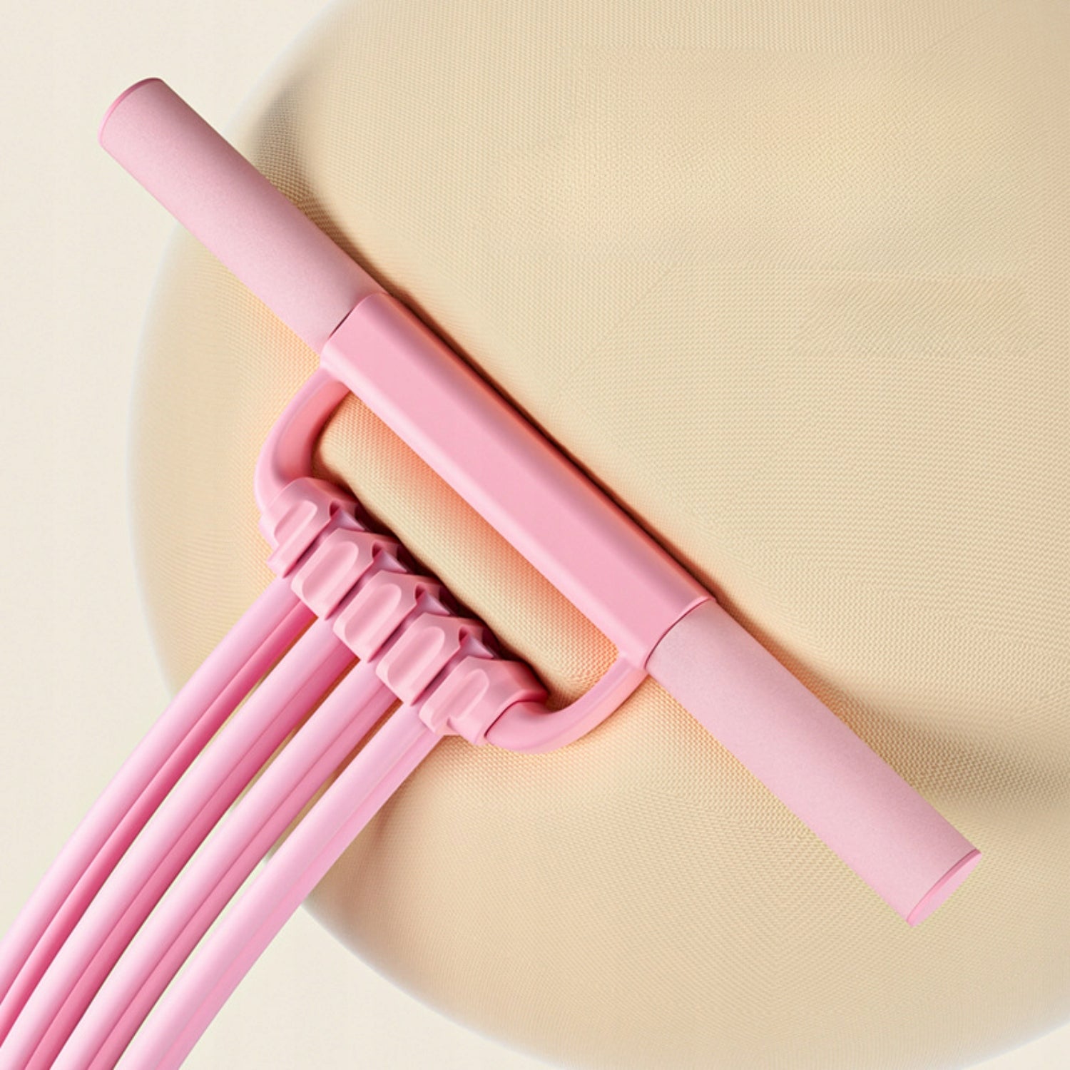3 IN 1 8-TUBE LEG EXERCISE PULLER WITH PEDALS YOGA ELASTIC ROPE-PINK Length 51 cm