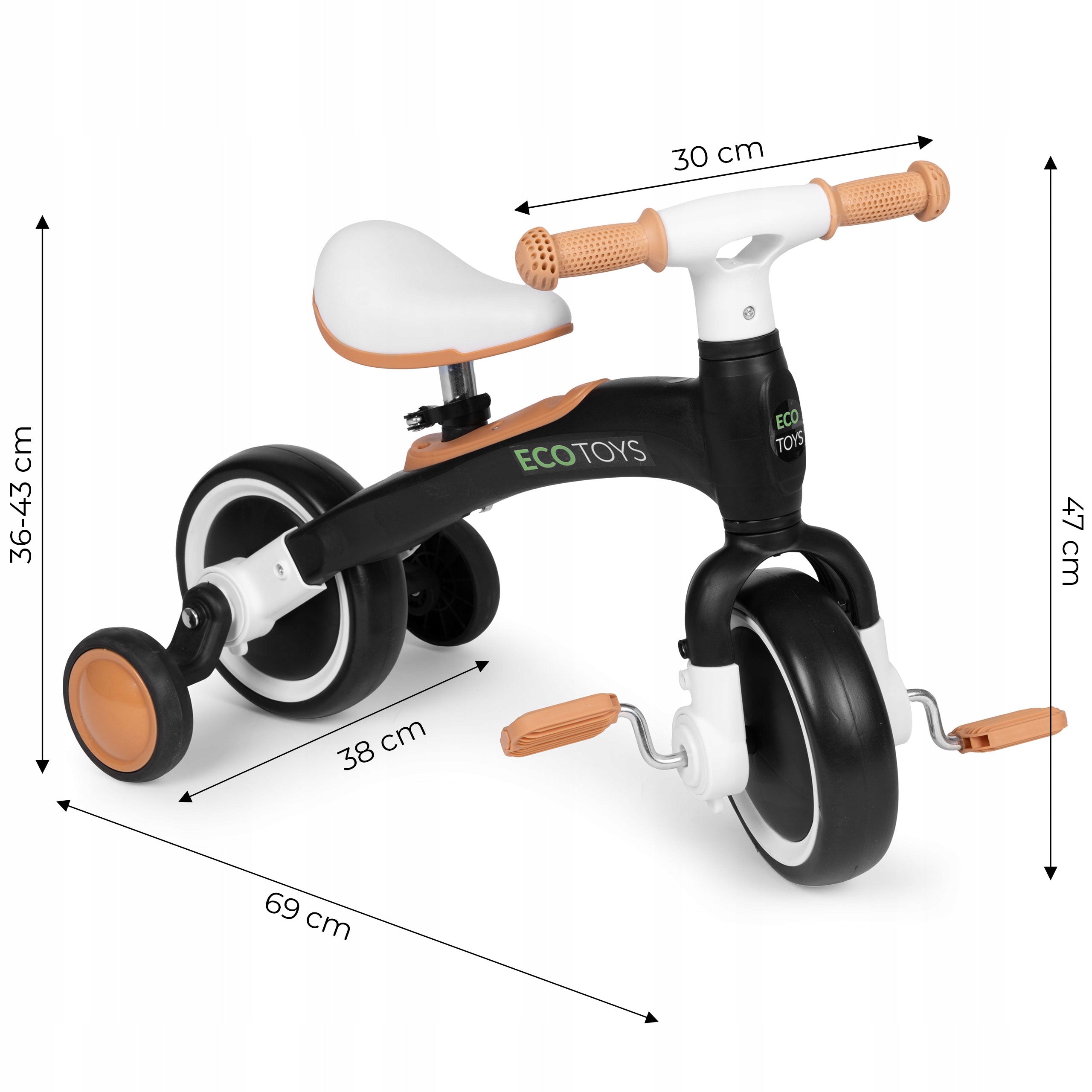 3-IN-1 BLACK BIKE ECOTOYS Kid's age 2+ years