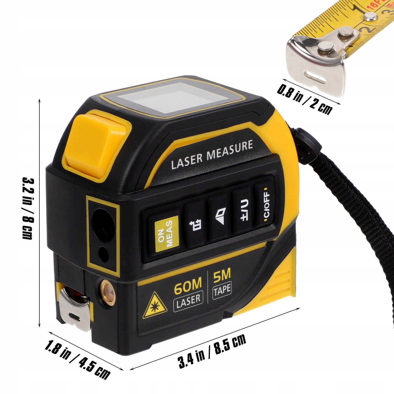 3-IN-1 LASER TAPE MEASURE LASER TAPE BACKLIT DISPLAY DURABLE ABS CASE Model FENGYUNHANG20665730