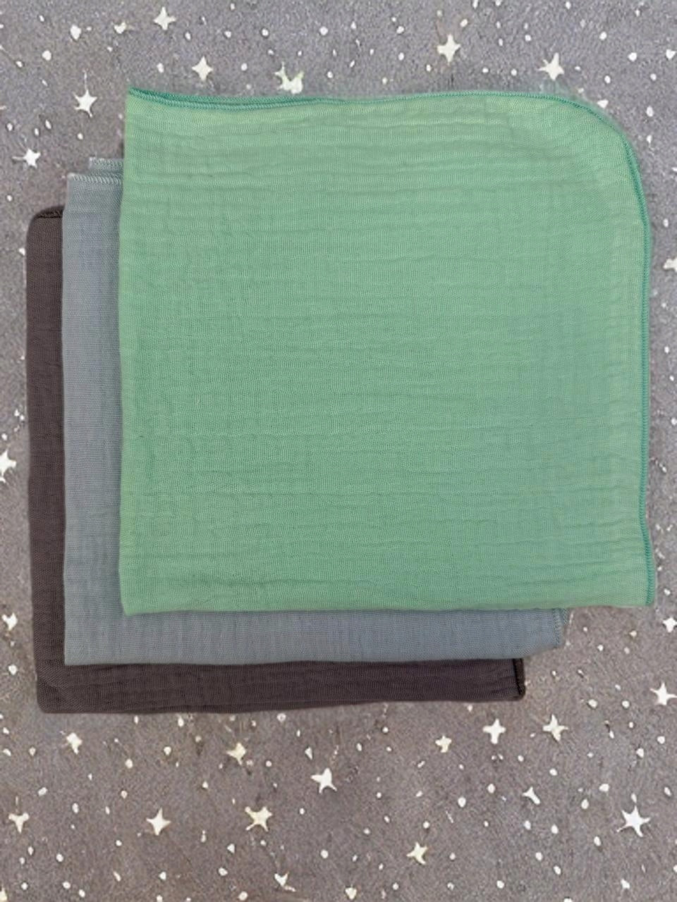 3-PACK MINI DIAPERS MUSLIN 38x38 Cloth MINT, BLUE, ASH Packaging status original