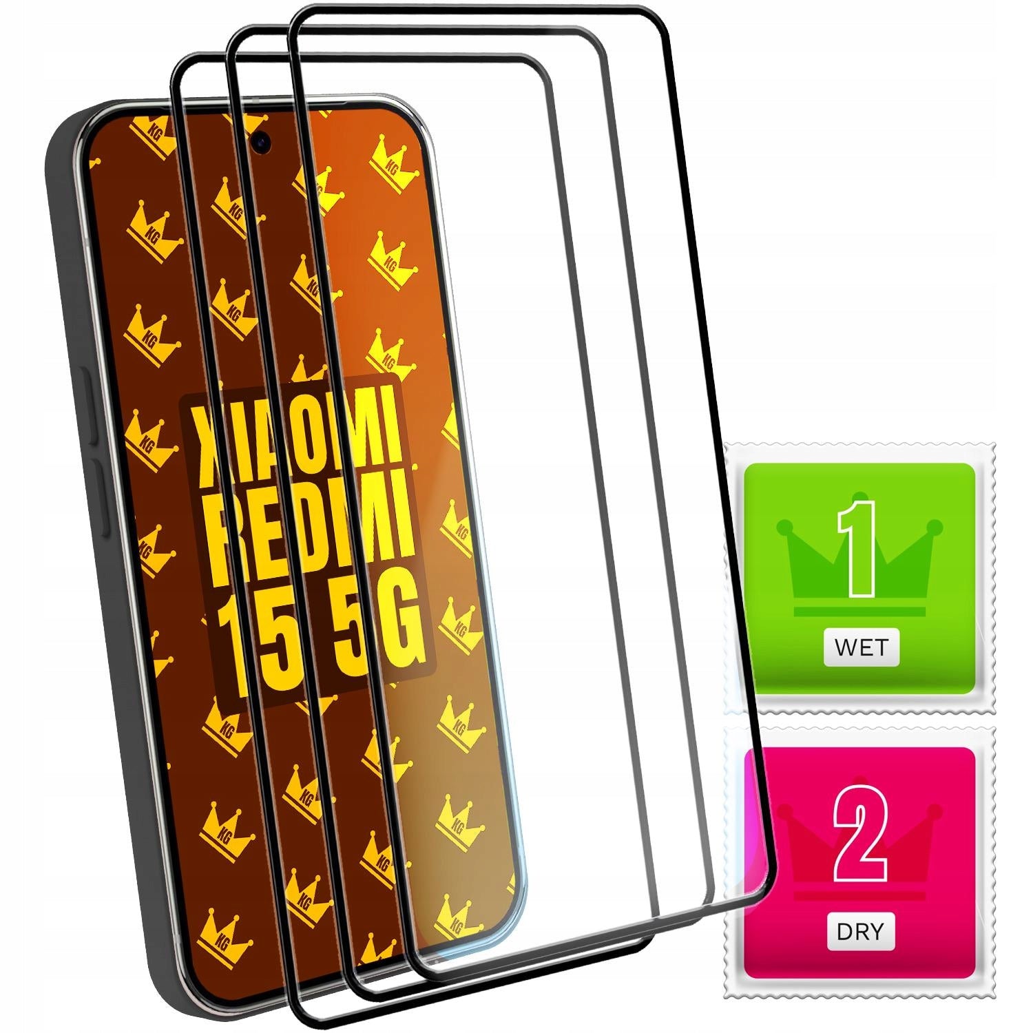 3-PACK Tempered Glass For Xiaomi Redmi 15 / 15 5G (Full 5D, Fast 9H)