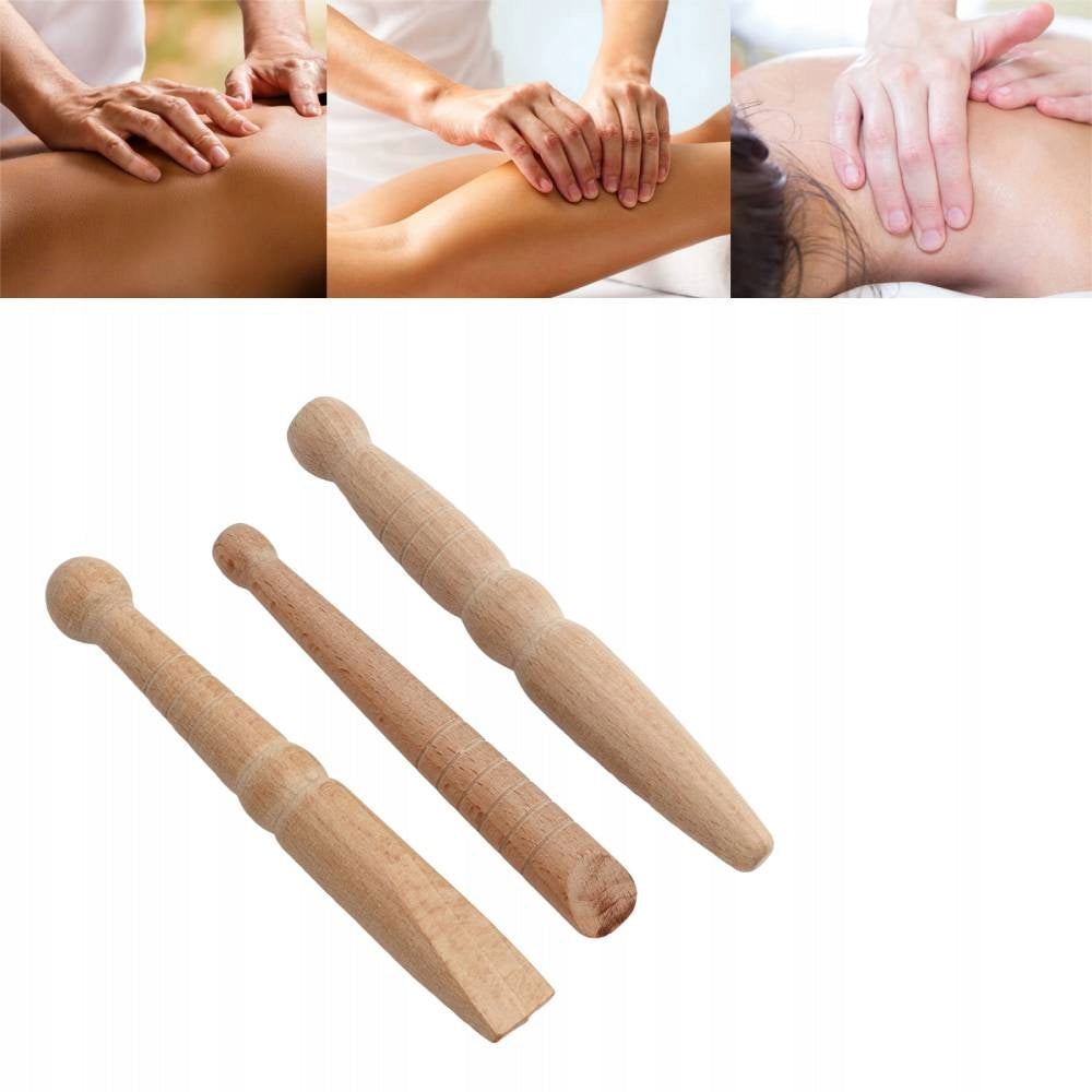 3 PCS TRADITIONAL WOODEN MASSAGE STICKS