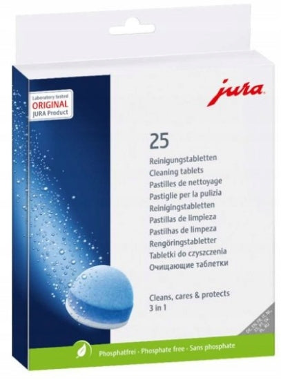 3-PHASE CLEANING TABLETS FOR CLEANING MACHINE JURA 25 PCS x 2 op Packaging status original