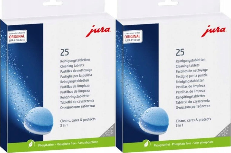 3-PHASE CLEANING TABLETS FOR CLEANING MACHINE JURA 25 PCS x 2 op