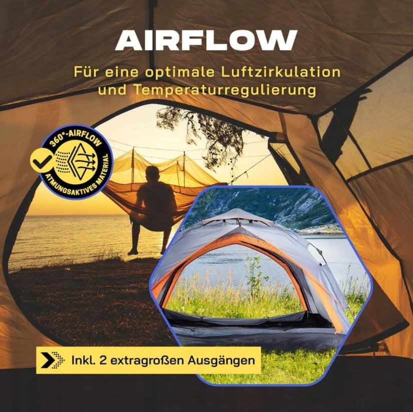 3 Person Pop Up Tent FOLDING IN 10 SEC. Lumaland green Kind travel