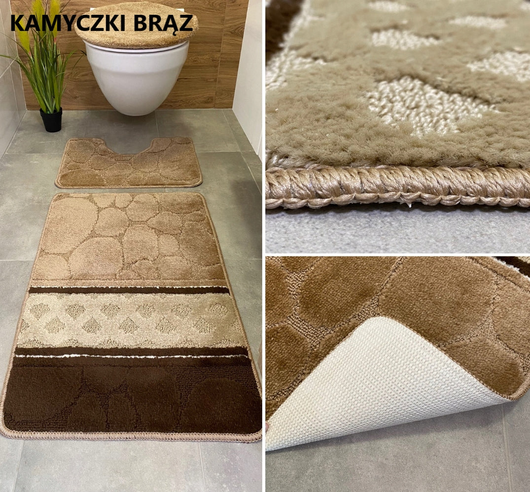 3-Piece Bathroom Rug Soft Rubberized Quick Drying Absorbent Mix Manufacturer code DYWANIKI PREMIUM SOFT