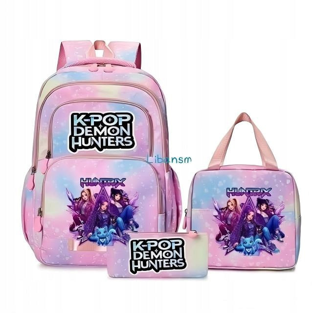3 Piece K-Pop Demon Hunters School Backpack Set With Port Order Packaging status original