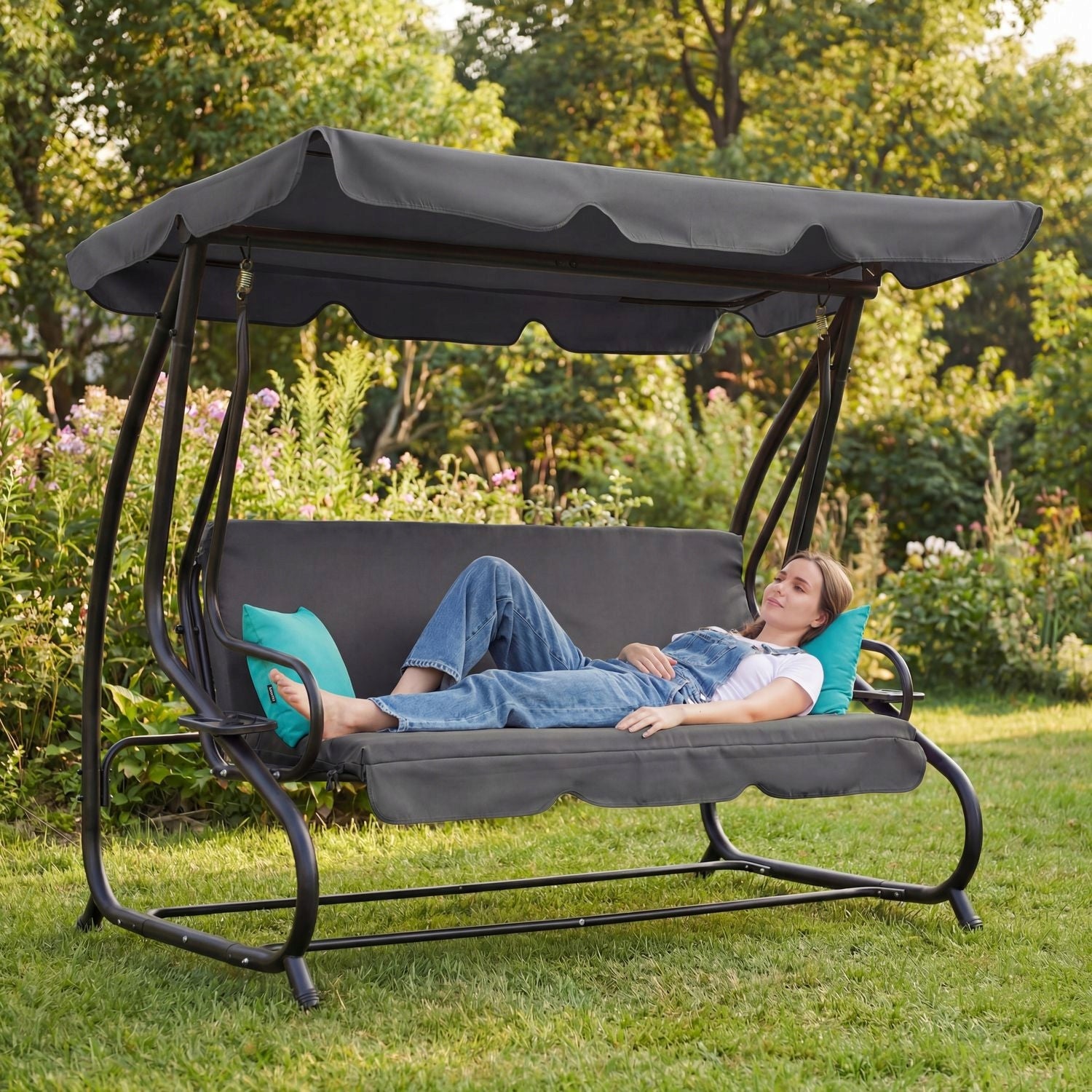3 SEATER FREESTANDING GARDEN SWING WITH CANOPY FOLDING LUVERNO Manufacturer code O-42817