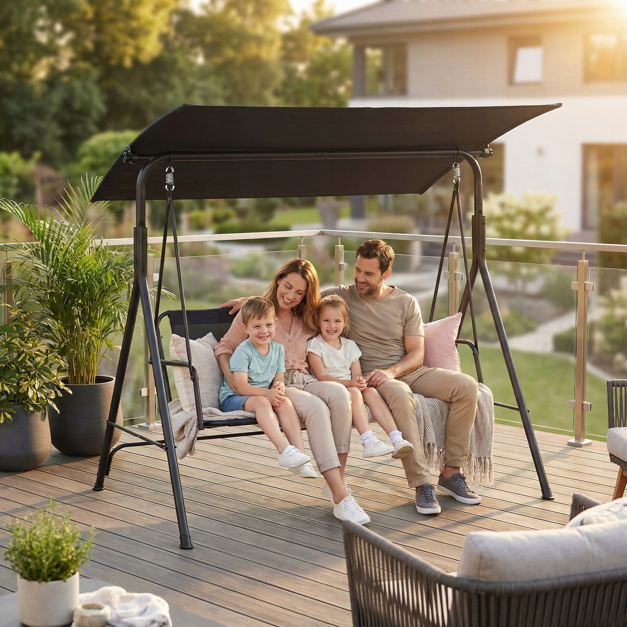 3 SEATER FREESTANDING METAL GARDEN SWING STRONG FOR BOKATO TERRACE Packaging status original
