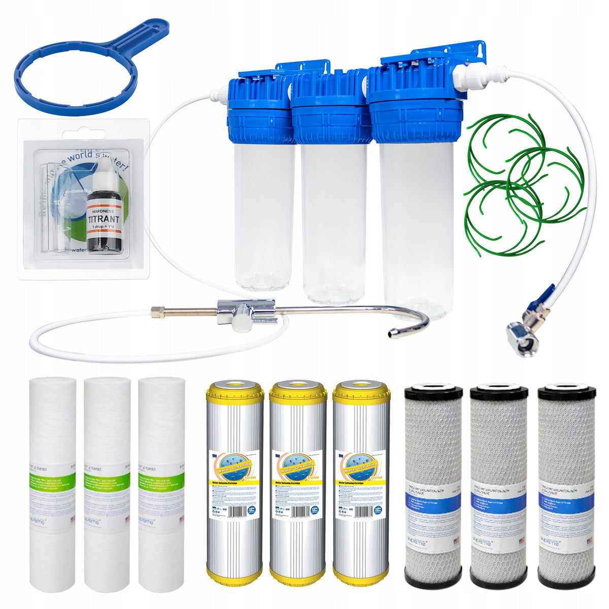 3-STAGE FILTER PRE-FAUCET+COAL+SOFTENER