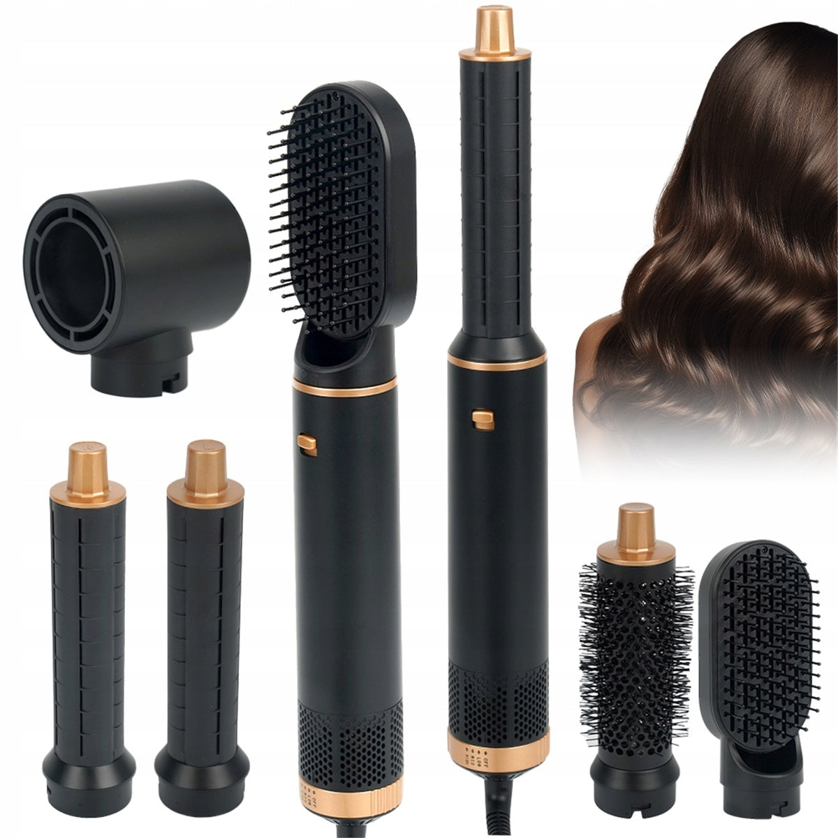 3 Temperature 5in1 Hair Dryer with Ions and 5 Interchangeable Tips