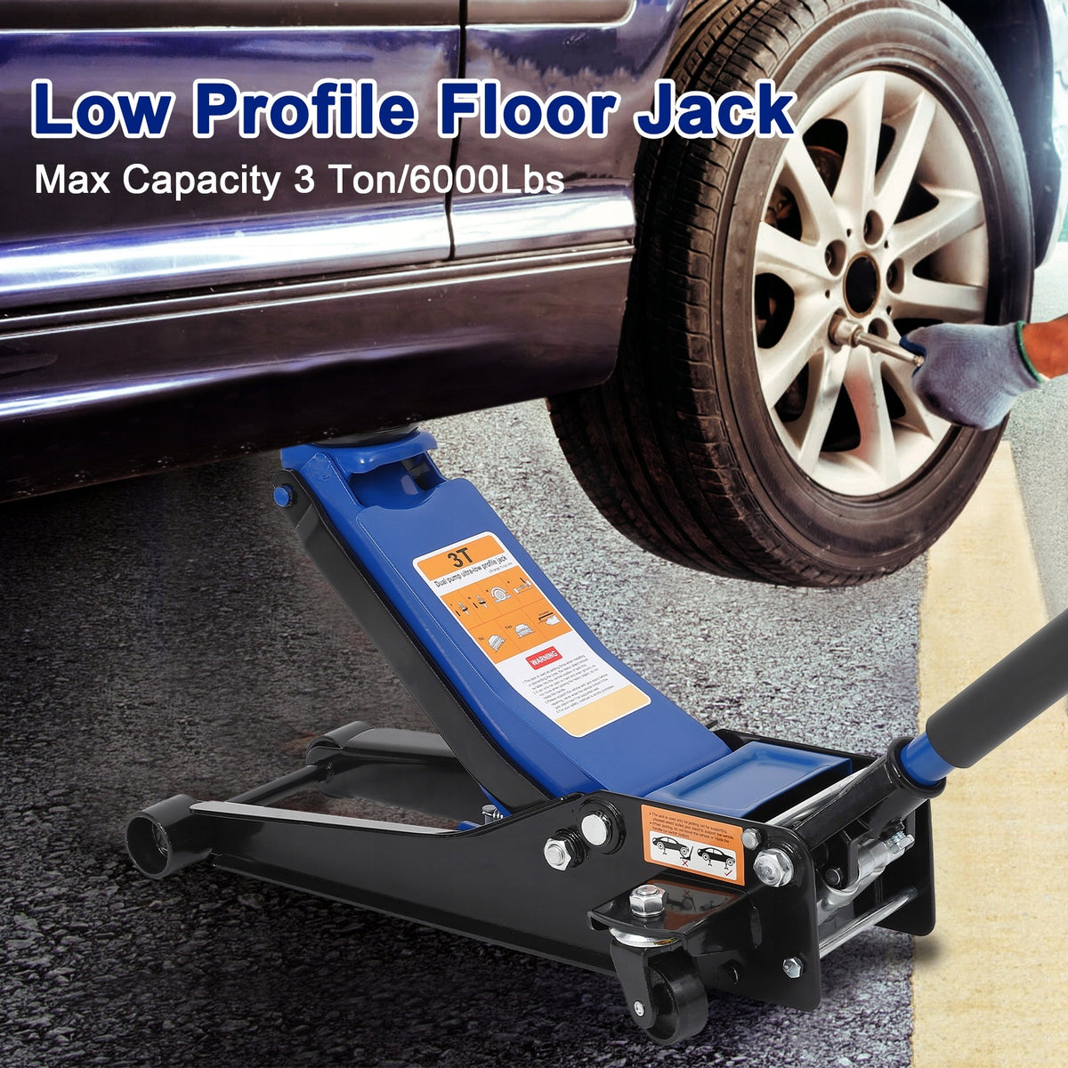 3 Ton Low Profile Hydraulic Floor Jack, 7,6–49,5 cm, Dual Pump Quick Lift Brand no brand