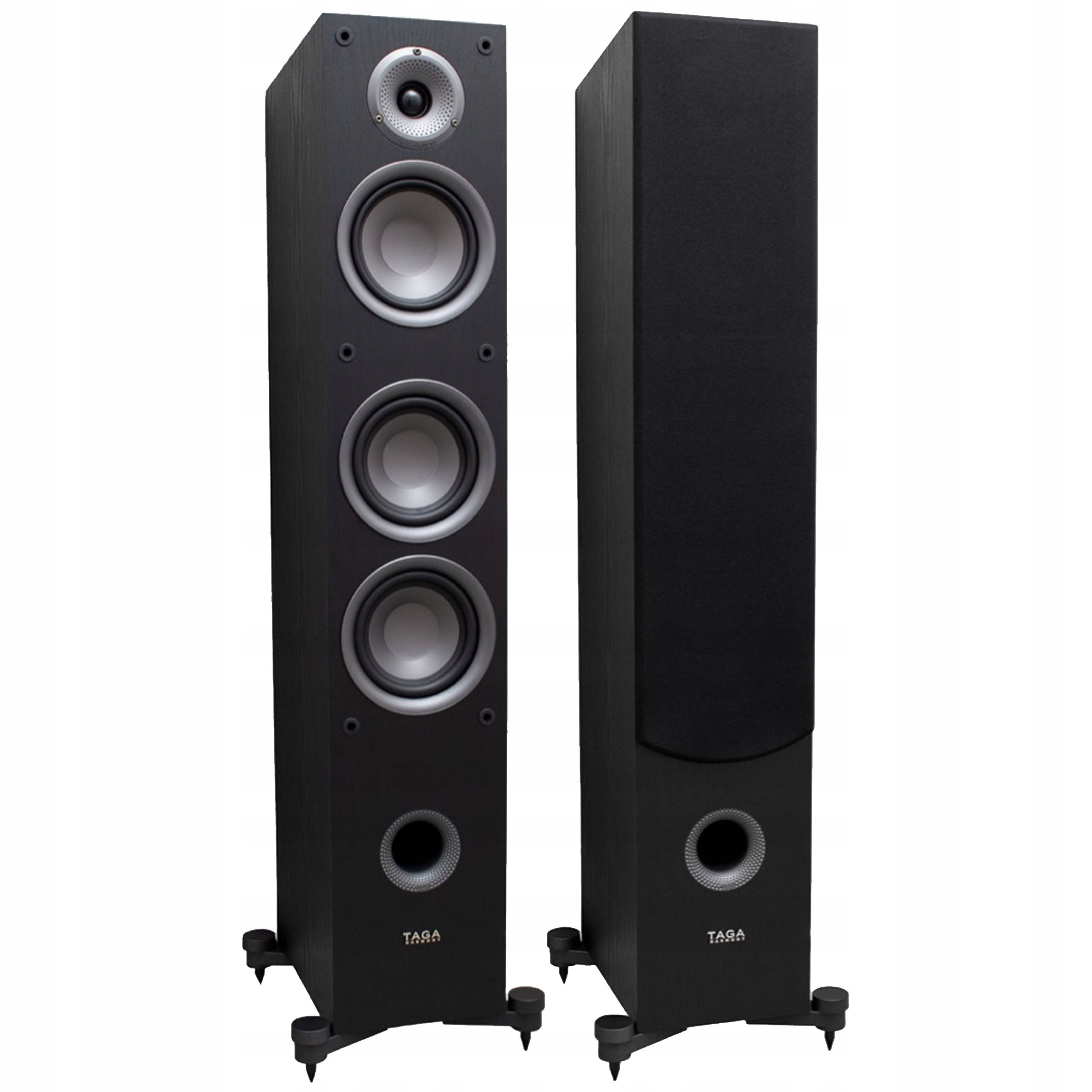 3-WAY FLOORSTANDING COLUMNS 90W 6 Ohm TAGA HARMONY TAV-507F BLACK PAIR