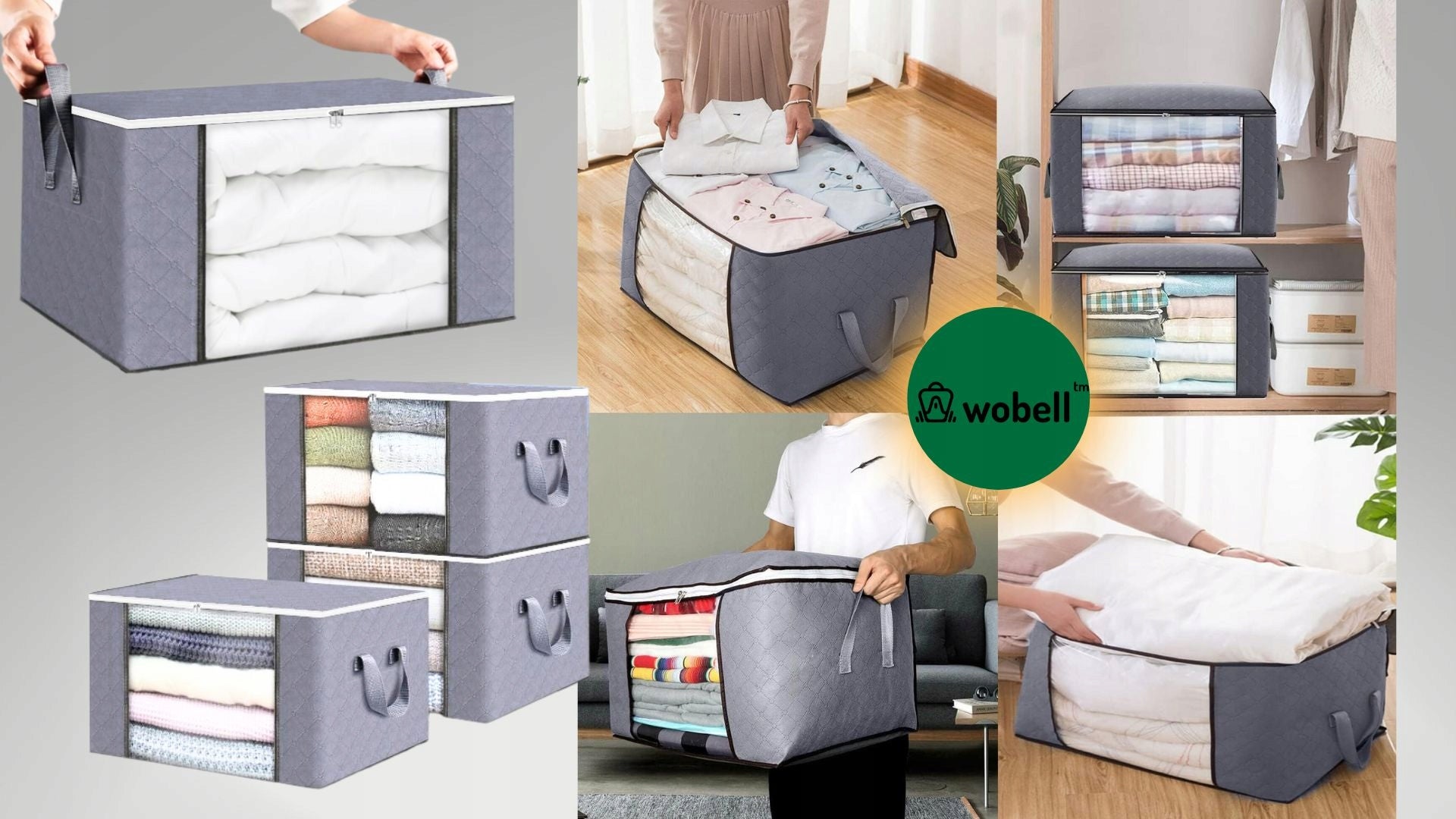 3 Wardrobe Organizers Water Resistant Clear Panel for Clothes Quilt Blanket Length 60 cm