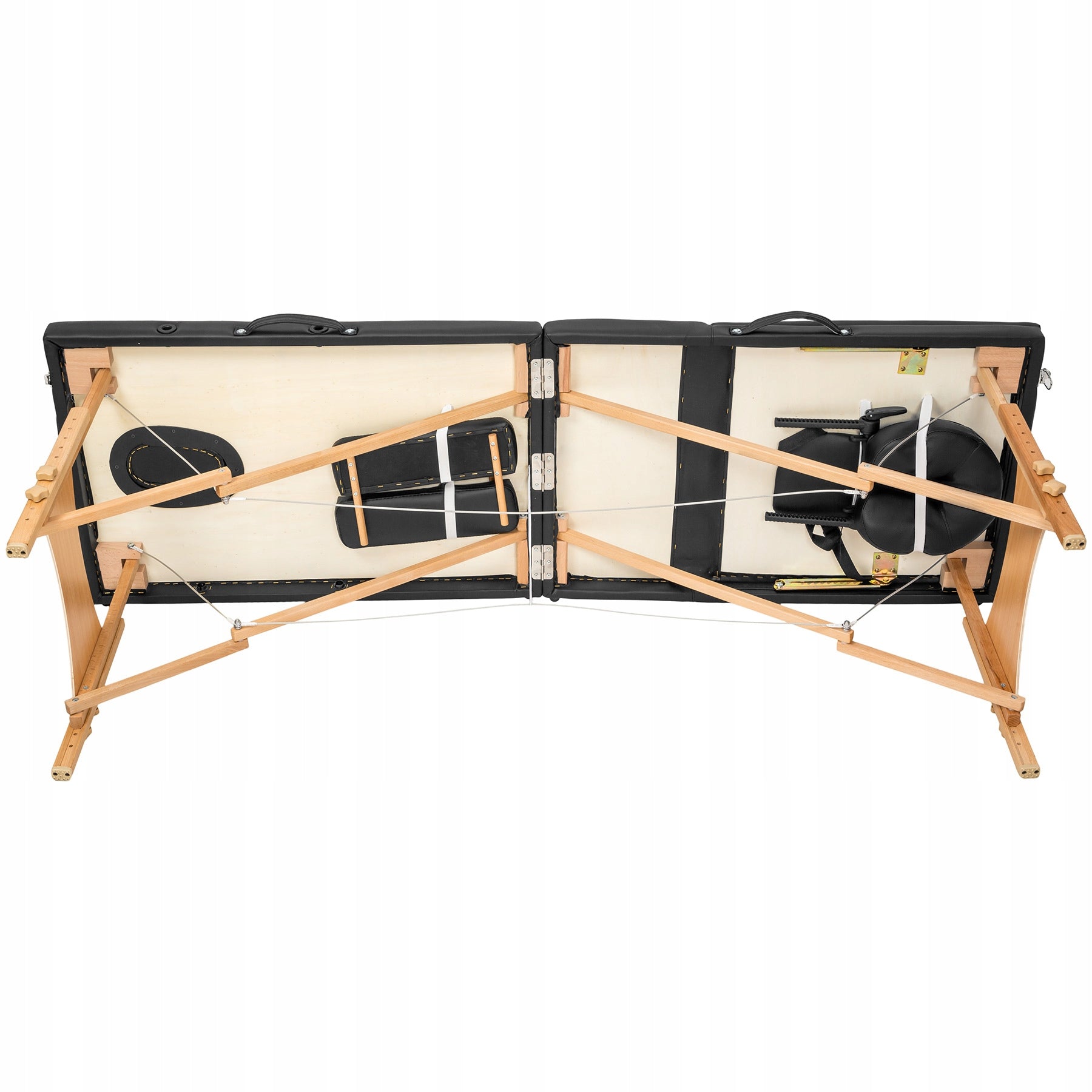 3-Zone Massage Table with Wooden Frame and Rollers Frame material wood