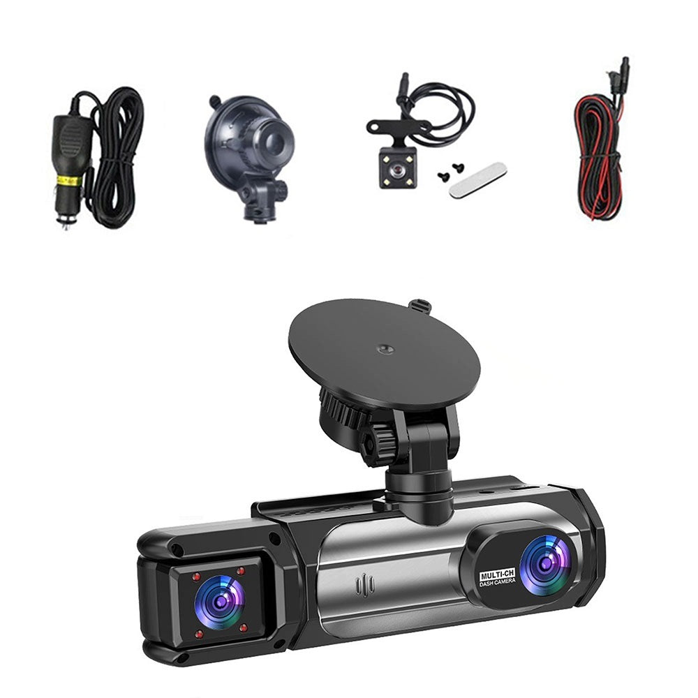3-channel dash cam, with front-to-back camera and 1080P interior