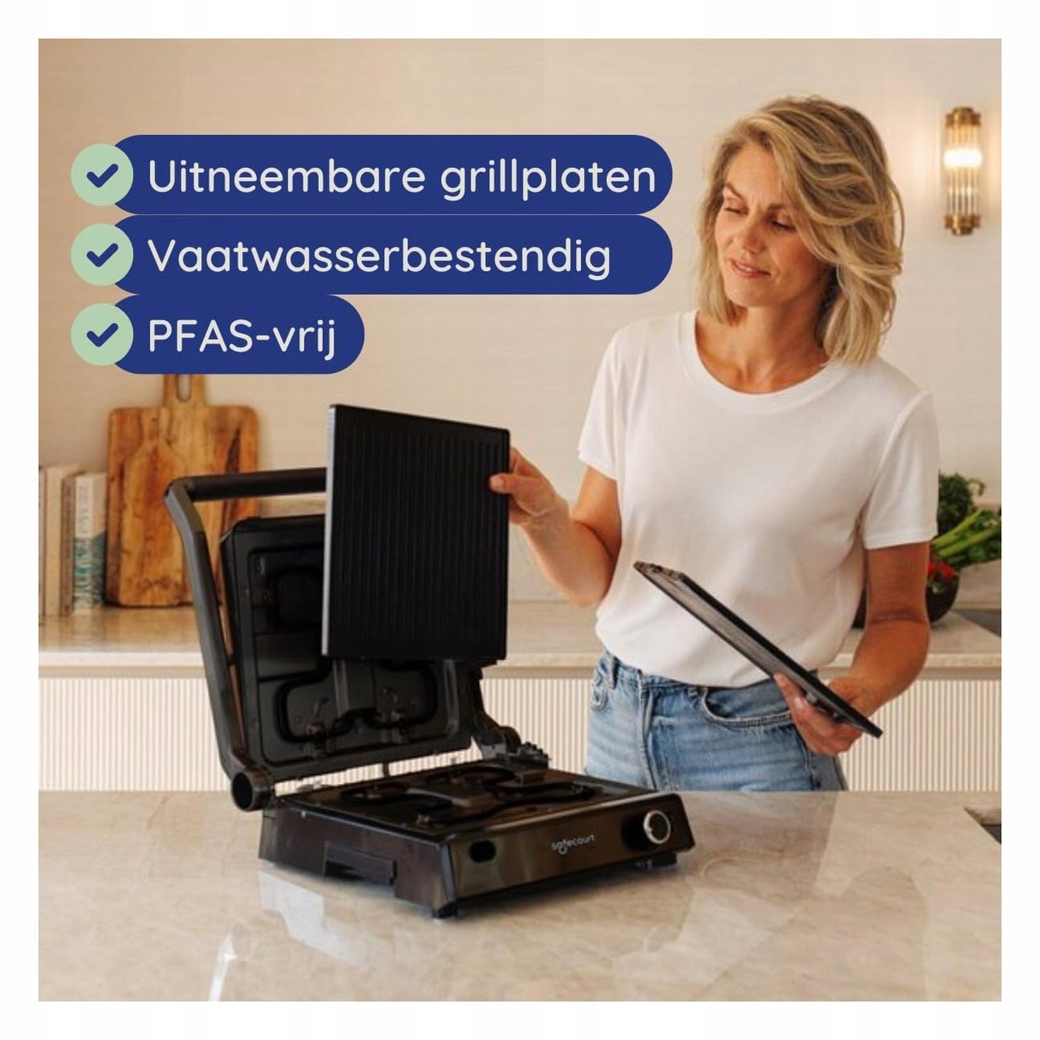 3-in-1 Contact Grill Sandwich and Grilling Appliance Model Safecourt Kitchen - Contact grill 3-in-1 - Sandwic