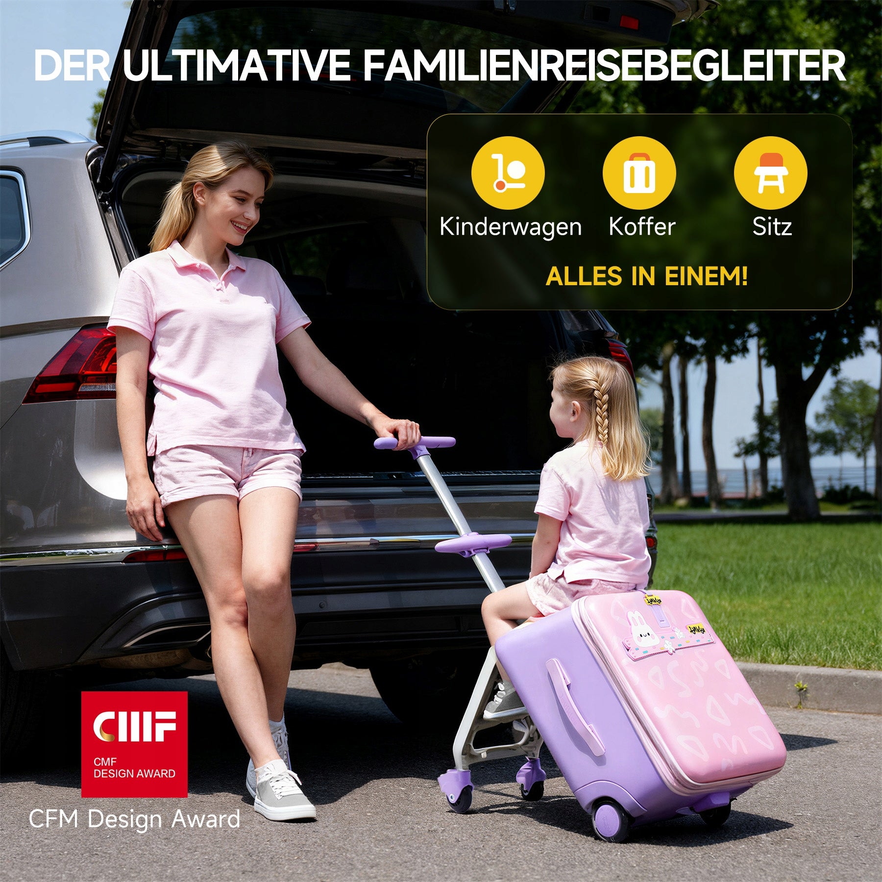 3-in-1 children's suitcase, 32 liters, telescopic handle, foldable and detachable. Manufacturer code 8001819925456