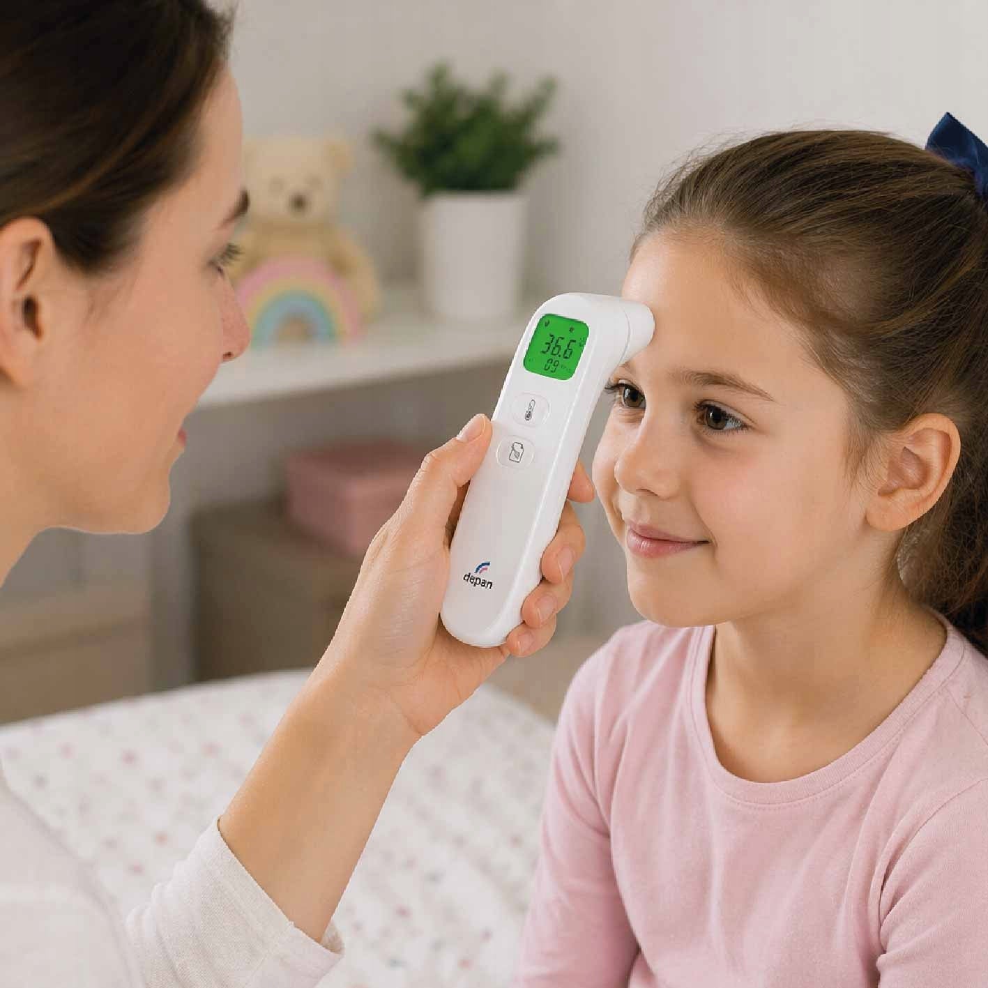 3-in-1 non-contact thermometer, forehead /ear /object, Depan Packaging status original