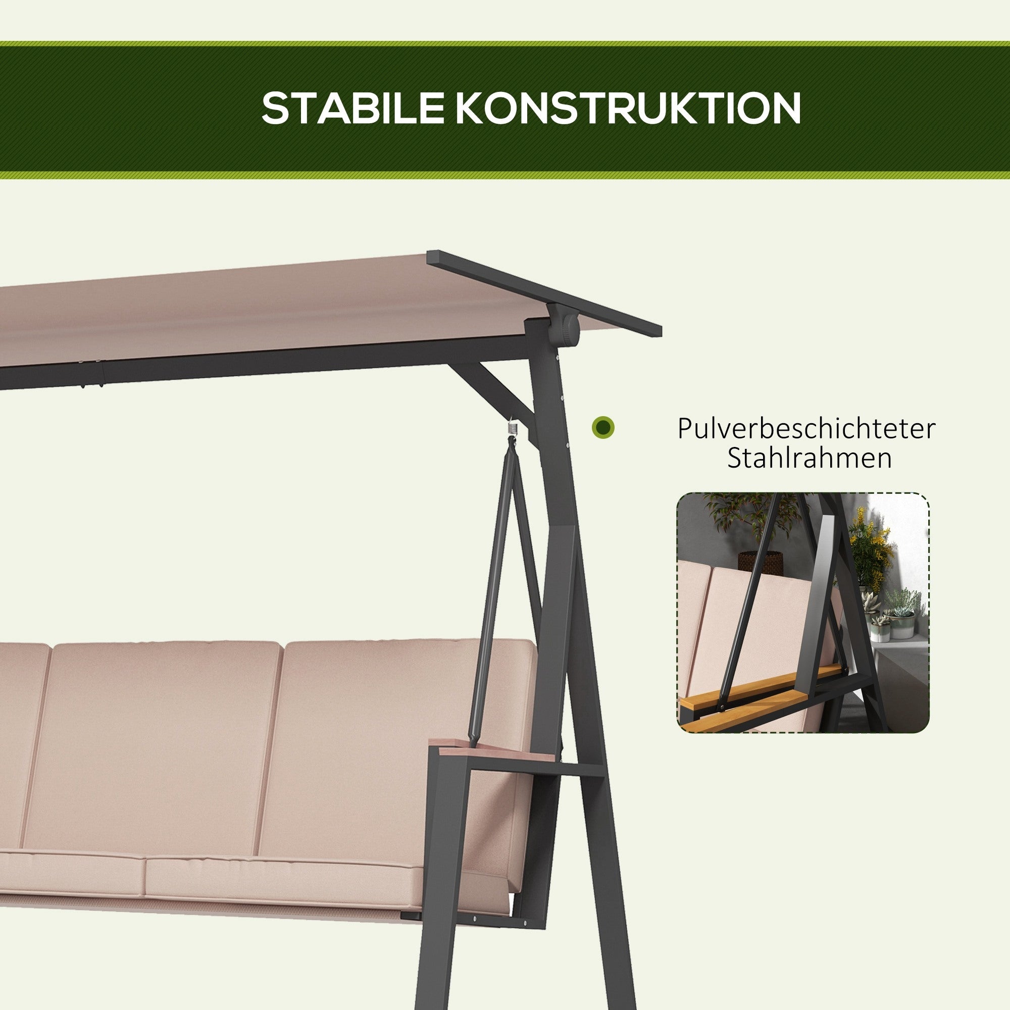 3-seater garden swing with visor, steel construction, comfortable, s EAN (GTIN) 5908073257565