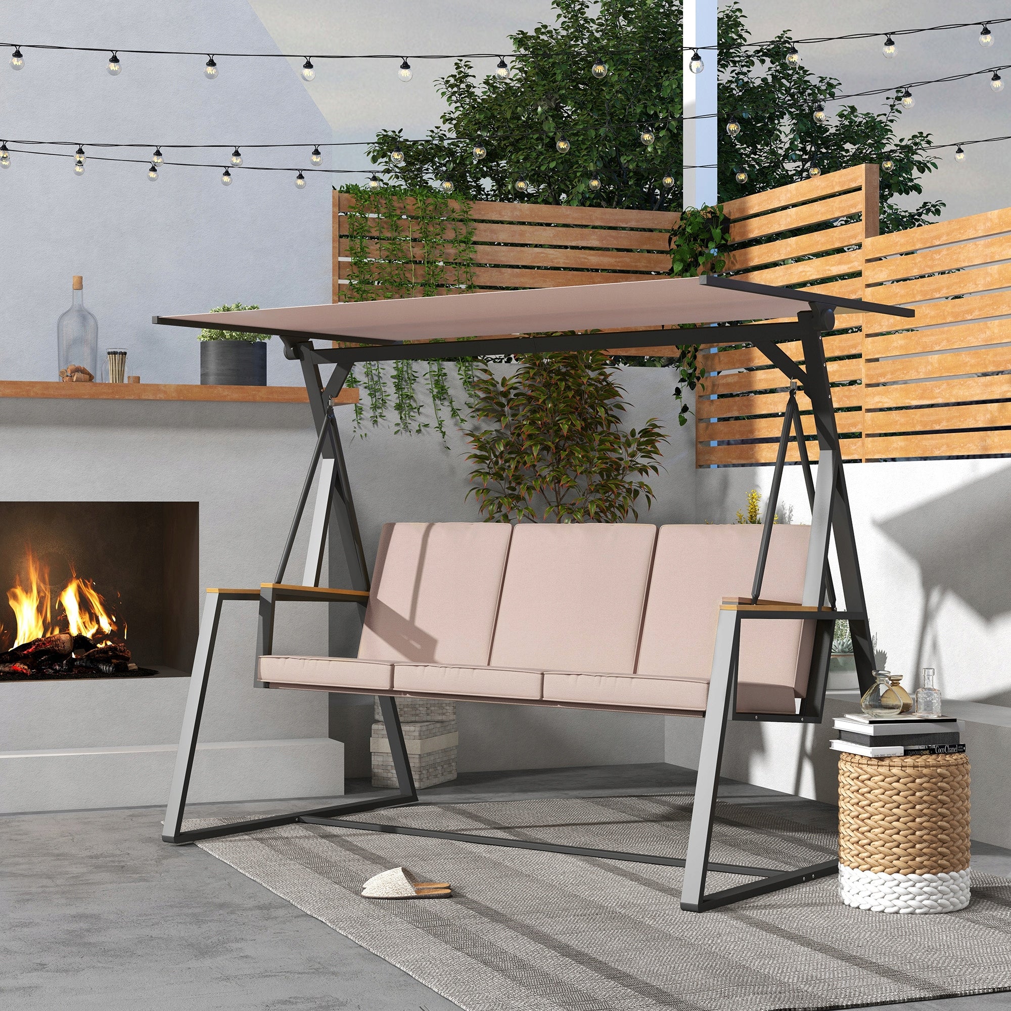 3-seater garden swing with visor, steel construction, comfortable, s Manufacturer no brand