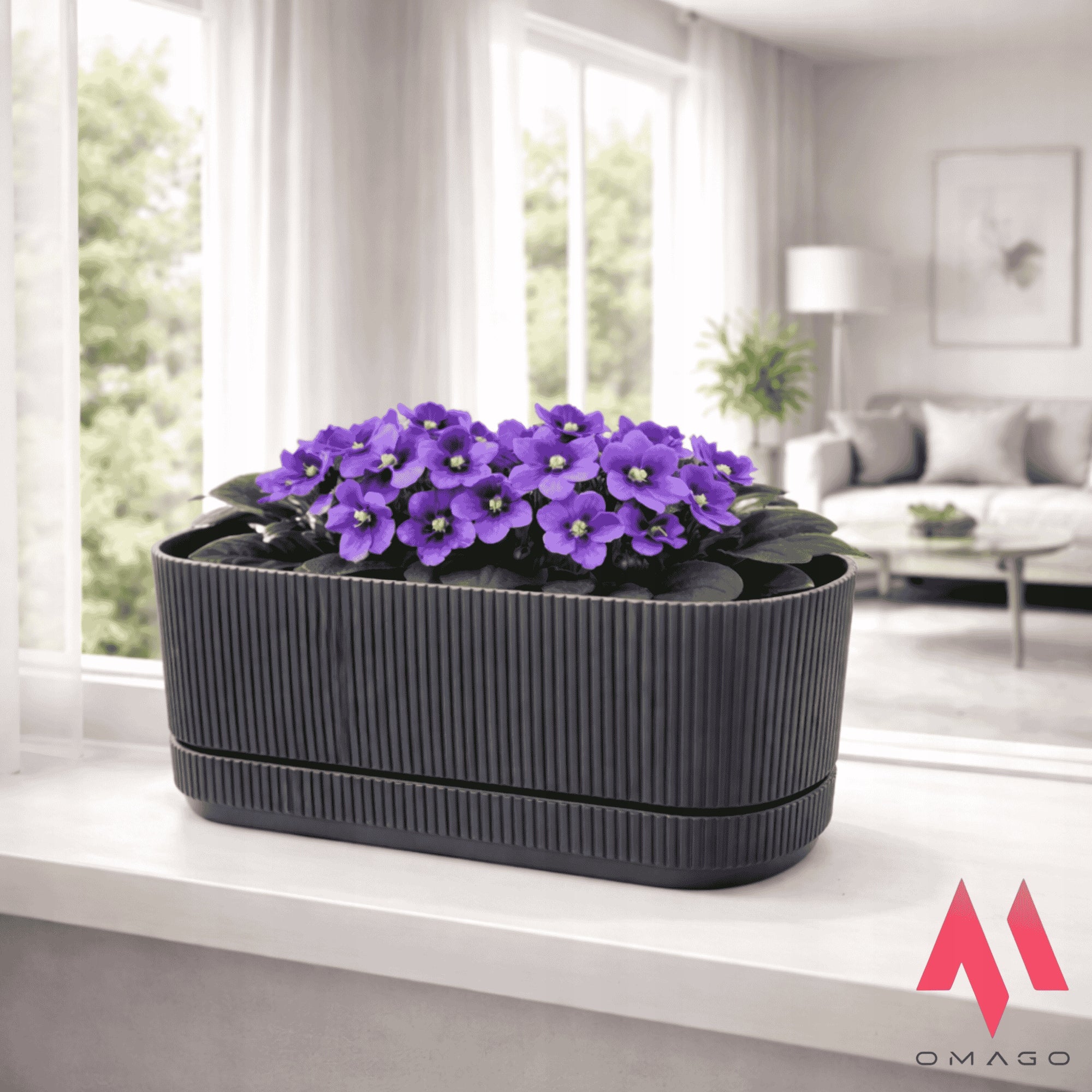 3 x FLOWER POT WITH BALCONY STAND FOR BALCONY WINDOW SILL ANTHRACITE Manufacturer code O-664554