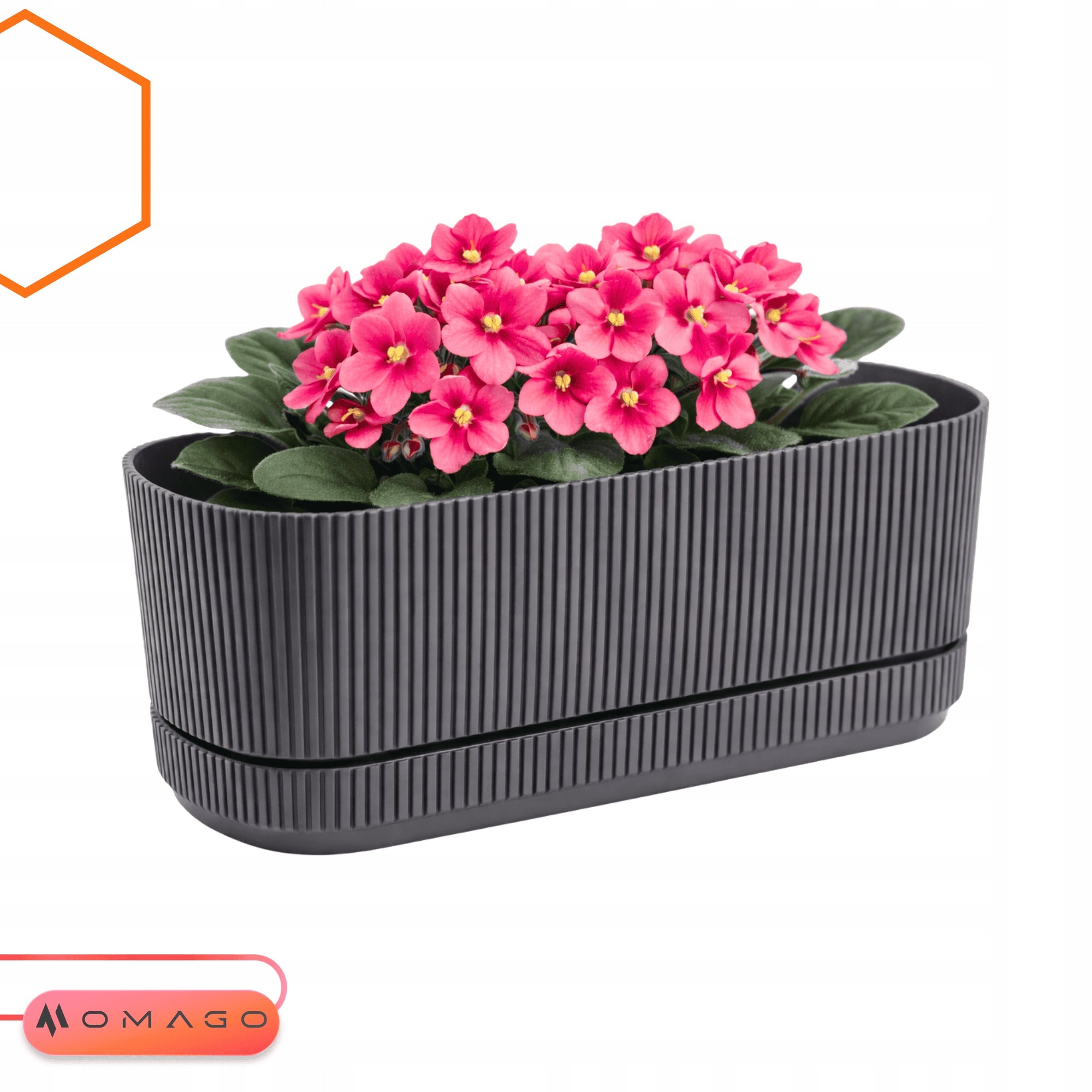 3 x FLOWER POT WITH BALCONY STAND FOR BALCONY WINDOW SILL ANTHRACITE Product height 12 cm
