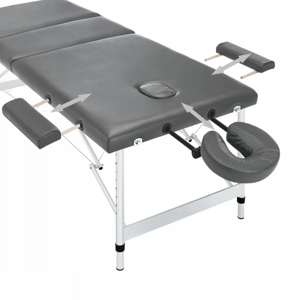 3-zone folding massage table, aluminium frame, anthracite, 186x6 Color gray