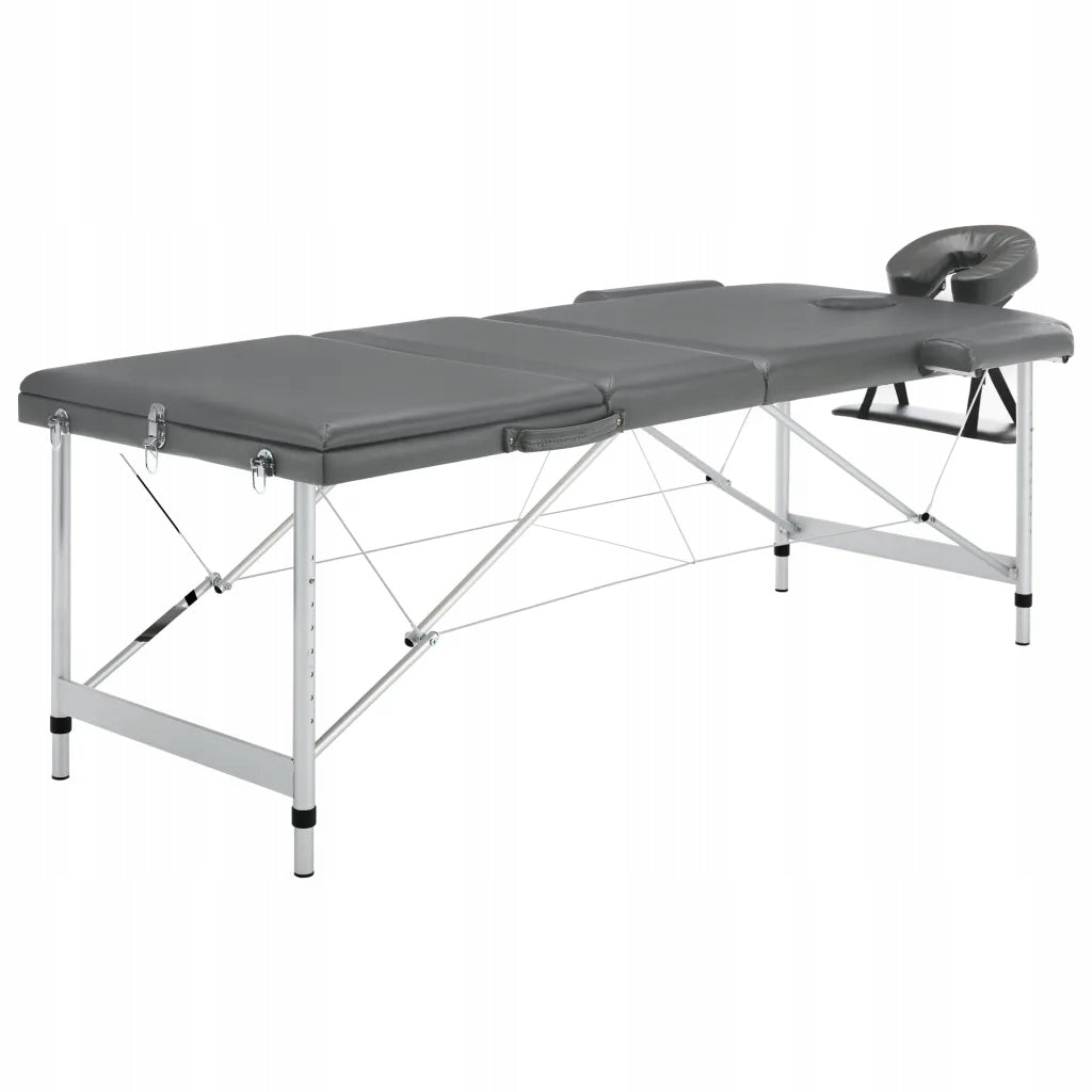 3-zone folding massage table, aluminium frame, anthracite, 186x6