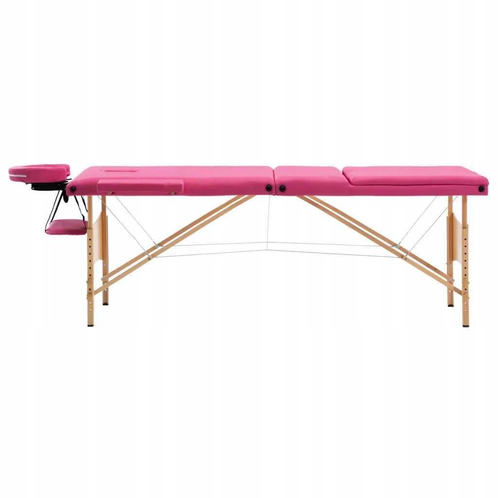 3-zone folding massage table, pink 191x70cm Brand no brand