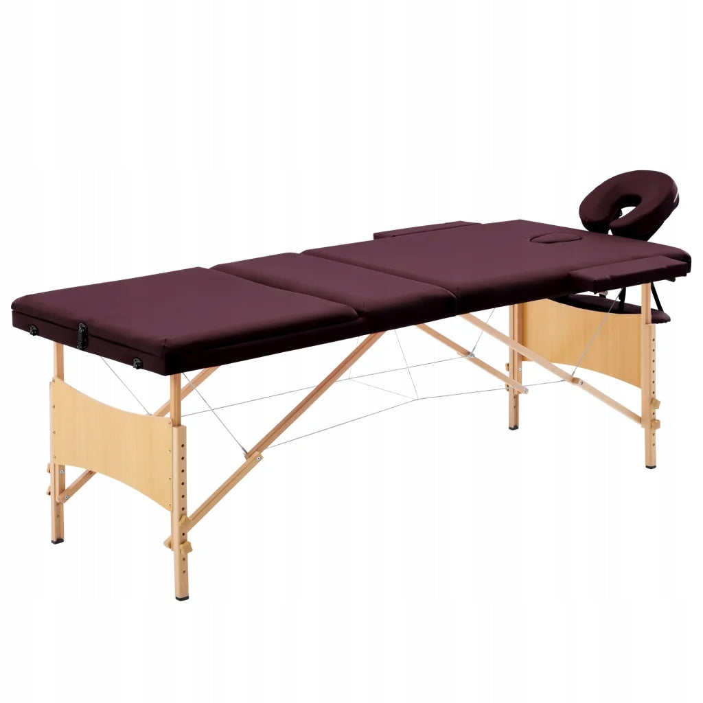 3-zone folding massage table, purple, 191x70 cm