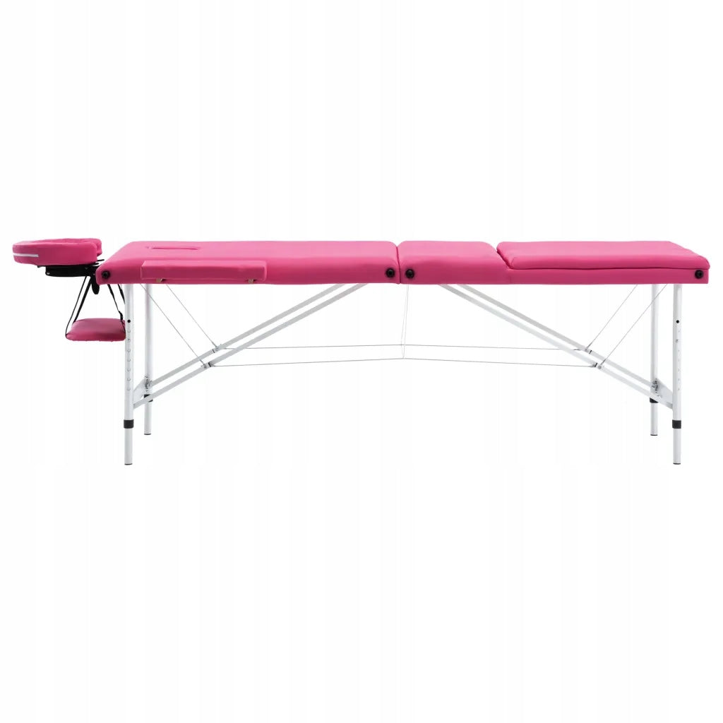 3-zone massage table, pink, aluminium, foldable, 191x70cm Brand no brand