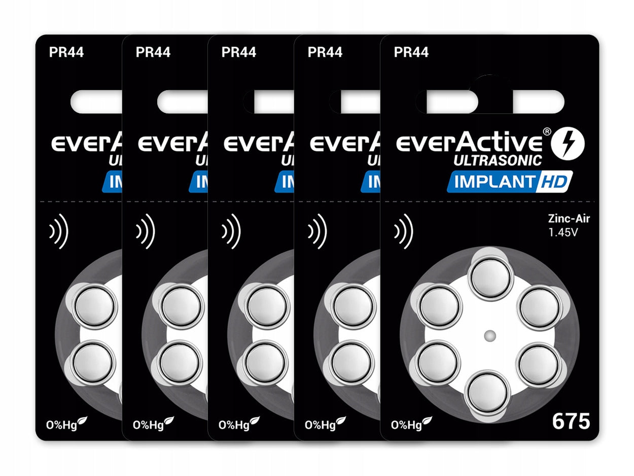 30 HEARING BATTERIES 675 PR44 EVERACTIVE ULTRASONIC ZINC AIR HEARING AID