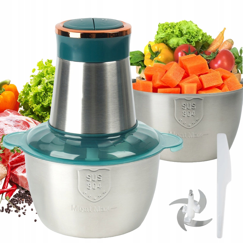 300W ELECTRIC GRINDER FOR FRUIT VEGETABLE MEAT 2L STEEL 2 SPEEDS