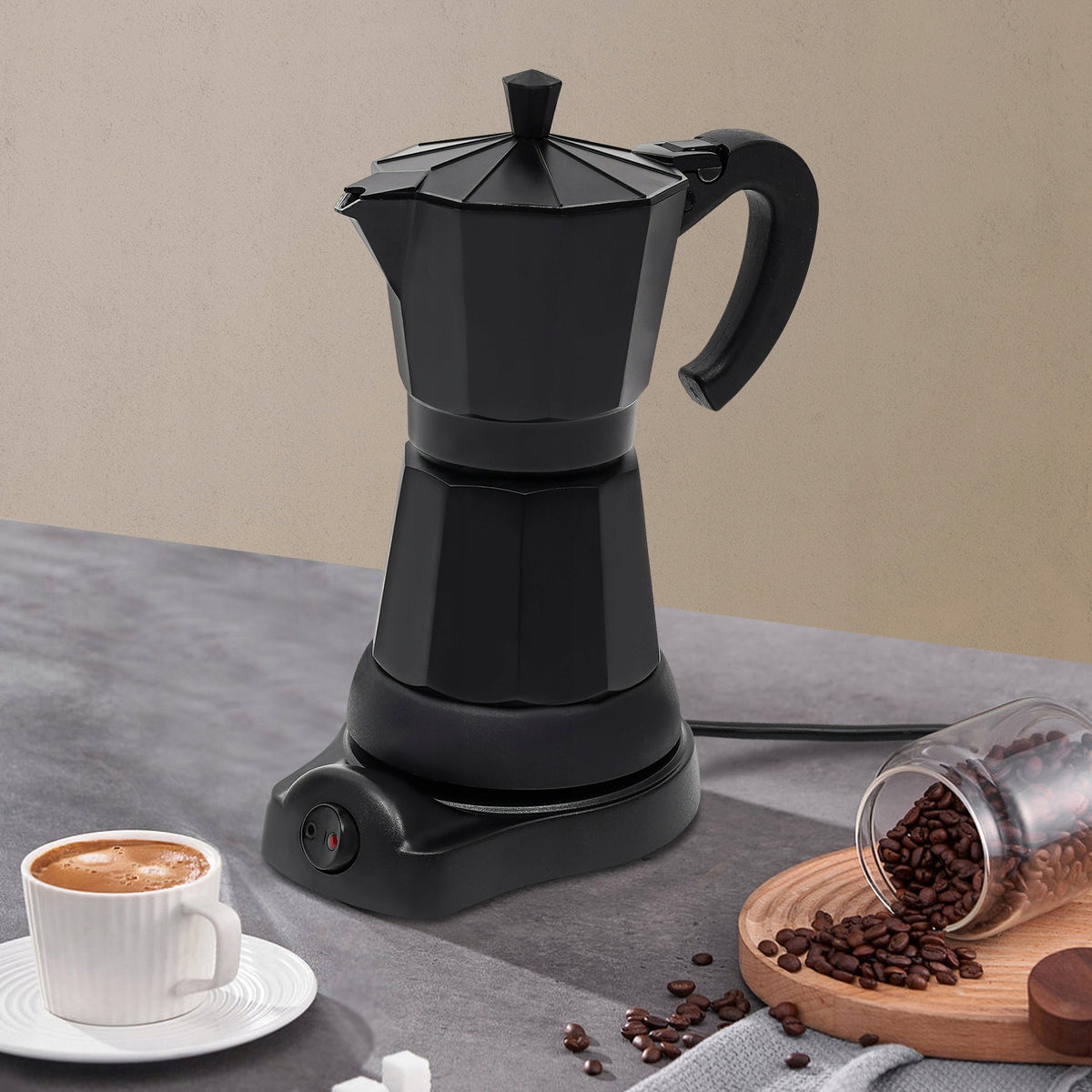 300ml Electric Coffee Maker Moka Pot with Base 480w Black for Most Coffee Brand no brand