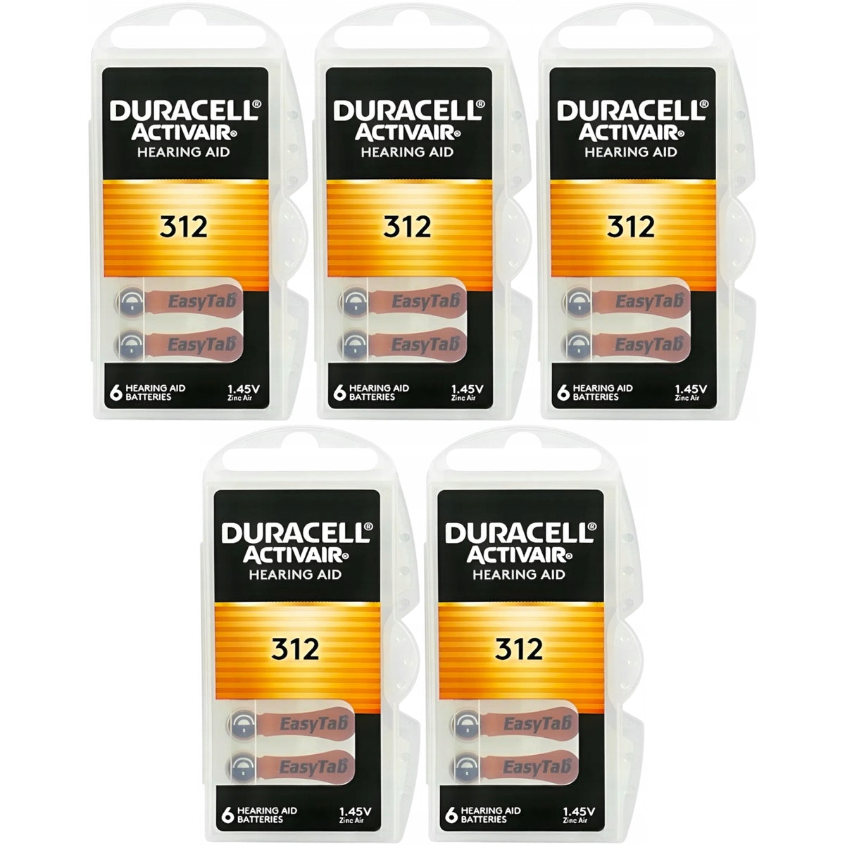 30x Duracell Activair DA312 - battery for hearing aids, brown