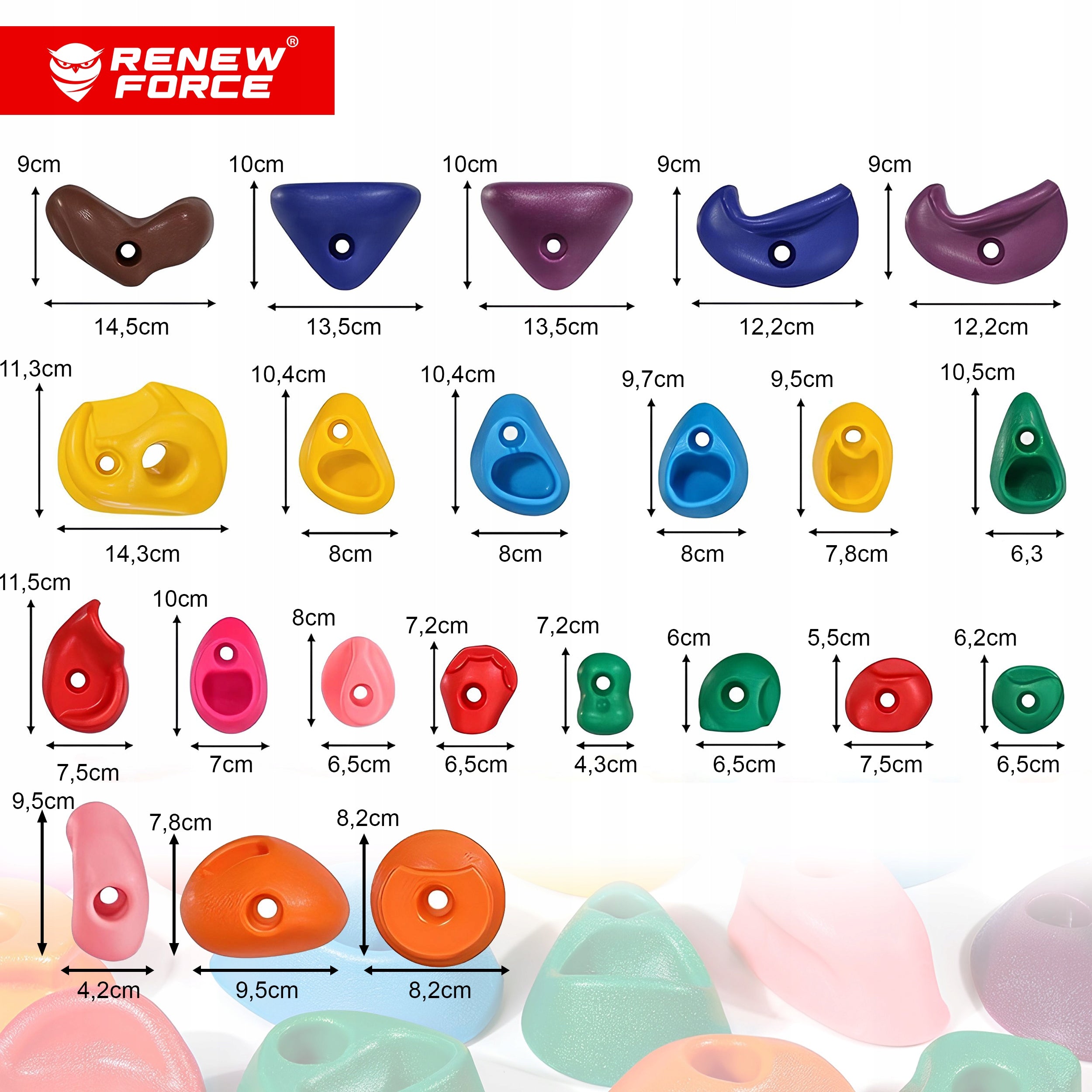 32PCS HANDLES VARIOUS STONES FOR CLIMBING WALL CLIMBING GARDEN MIX Brand Renew Force