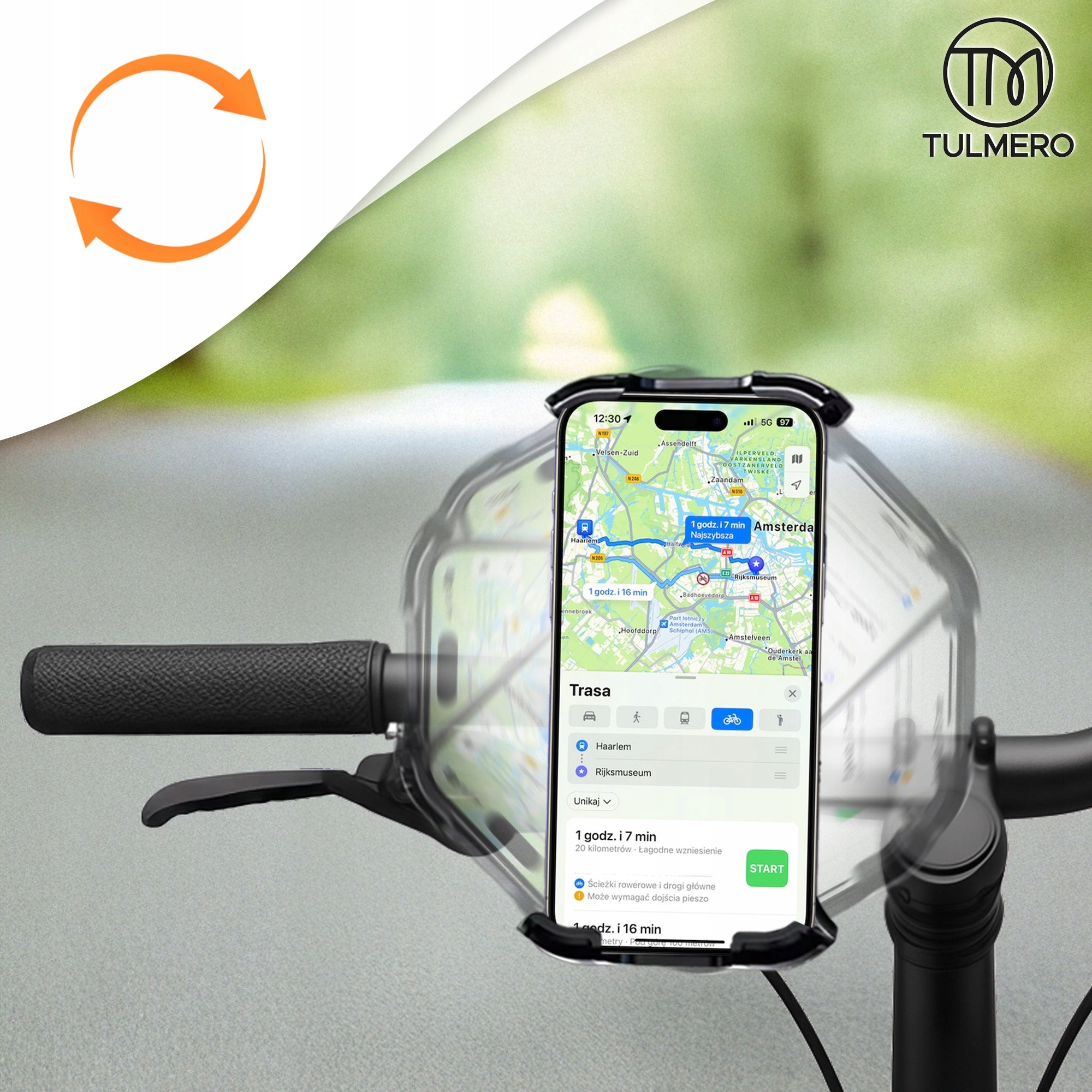 360 BICYCLE PHONE HOLDER FOR MOTORCYCLE BIKE SCOOTER ANTI-SHOCK Brand Tulmero