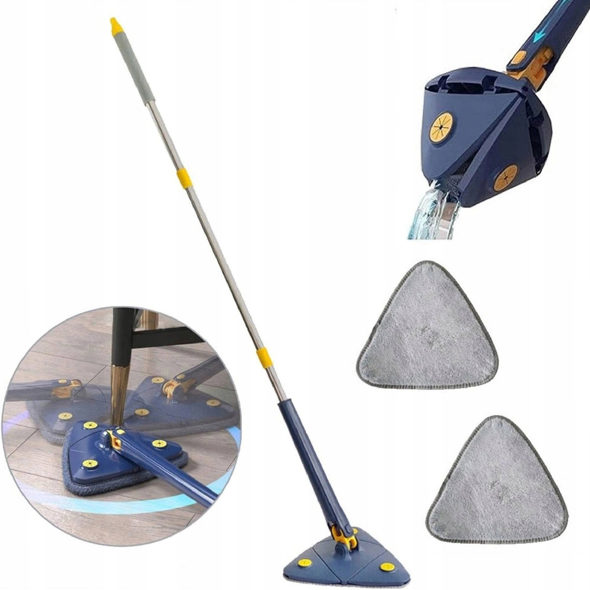 360° MOP FOR CLEANING WALLS AND FLOORS WITH A CONVENIENT BLUE EXTRUSION SYSTEM