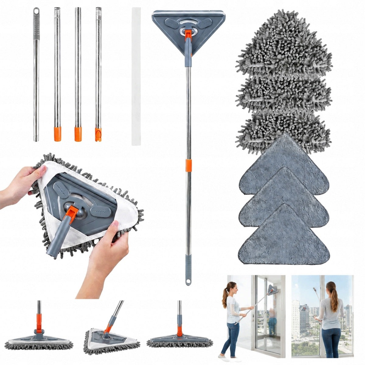 360° Microfiber Rotary Mop Adjustable Handle 63.5-215.9Cm For Car,Home