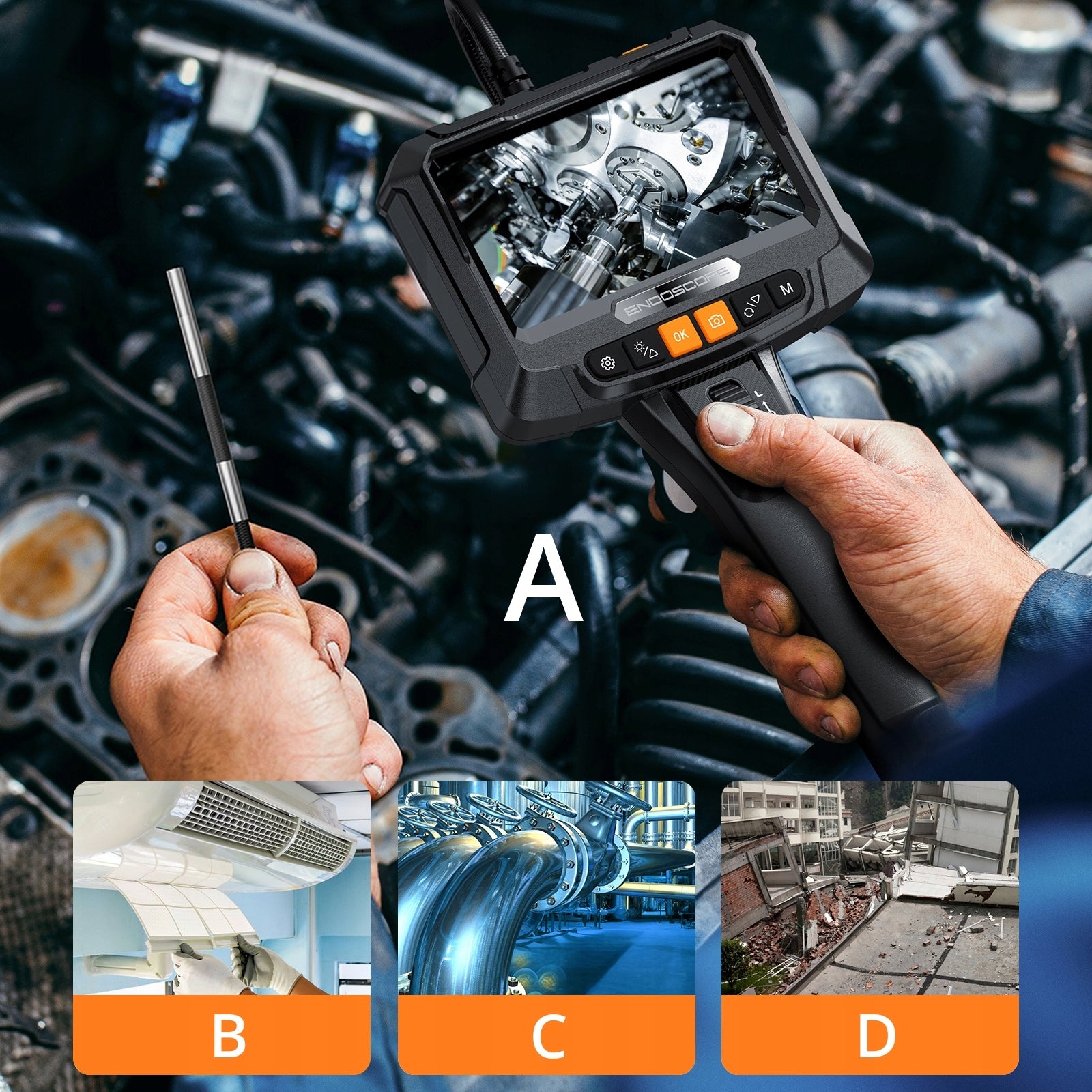 360° ROTATING INSPECTION ENDOSCOPE LED SCREEN 32GB SD IP67 2m 6mm CAMERA Brand Inskam