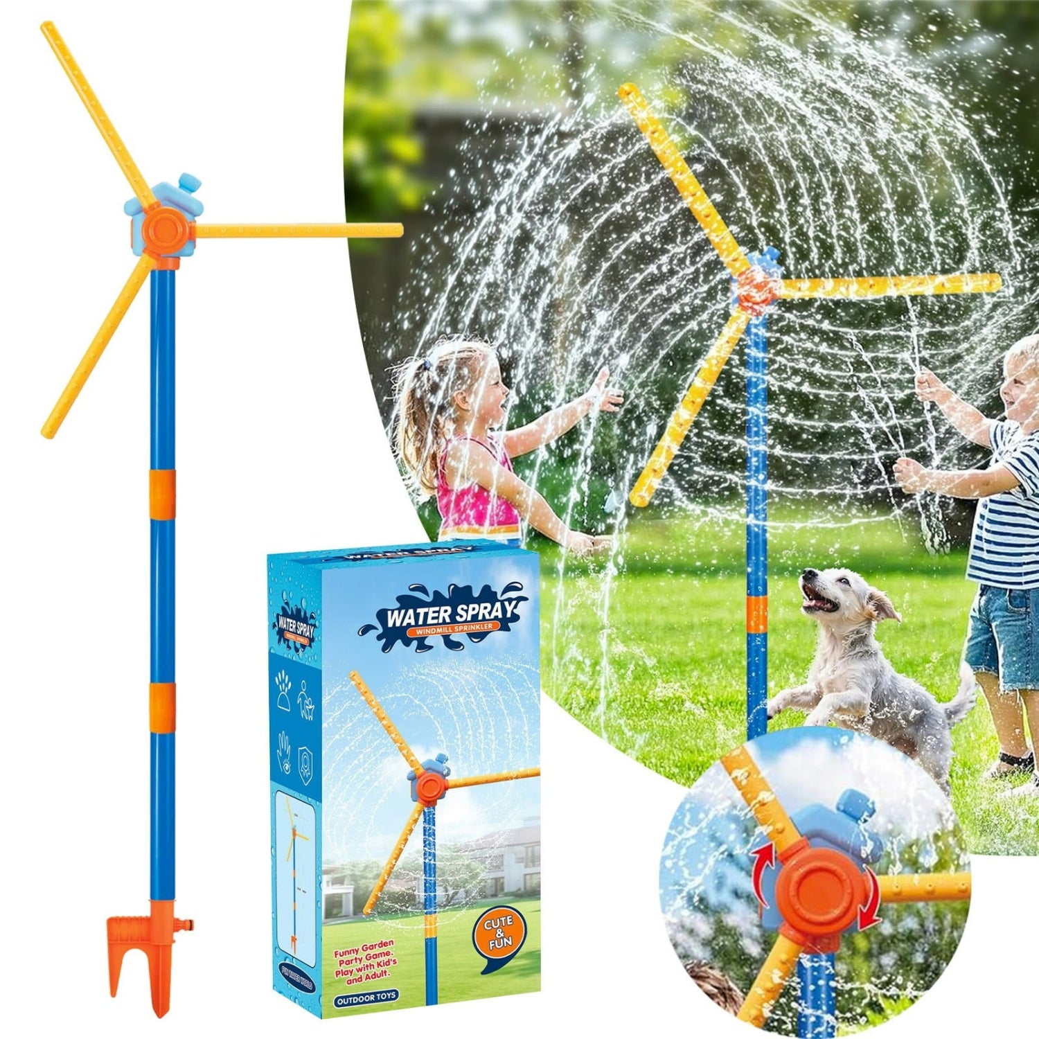 360° Rotating Sprinkler Fan Water Toy for Kids Outdoor Garden Play