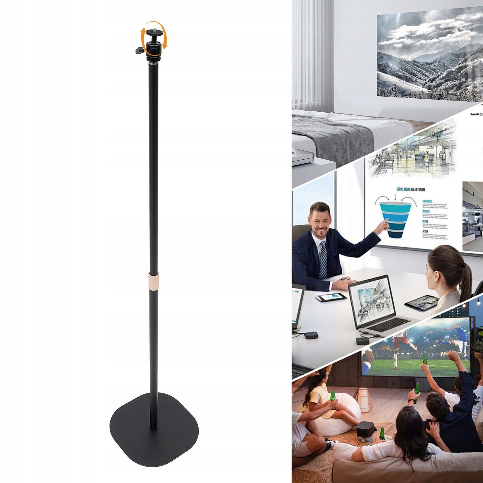 360° Swivel Projector Stand,65-120cm Adjustable Height Projector Stand