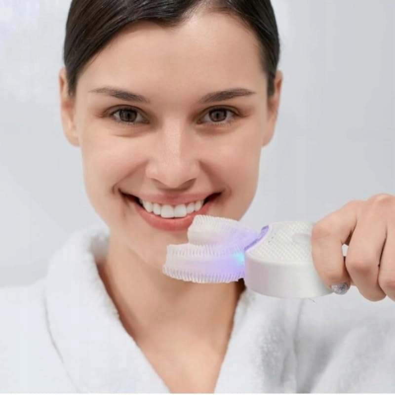 360° ULTRASONIC WHITE TOOTHBRUSH – U-SHAPED DEEPER CLEANING Dominant color white