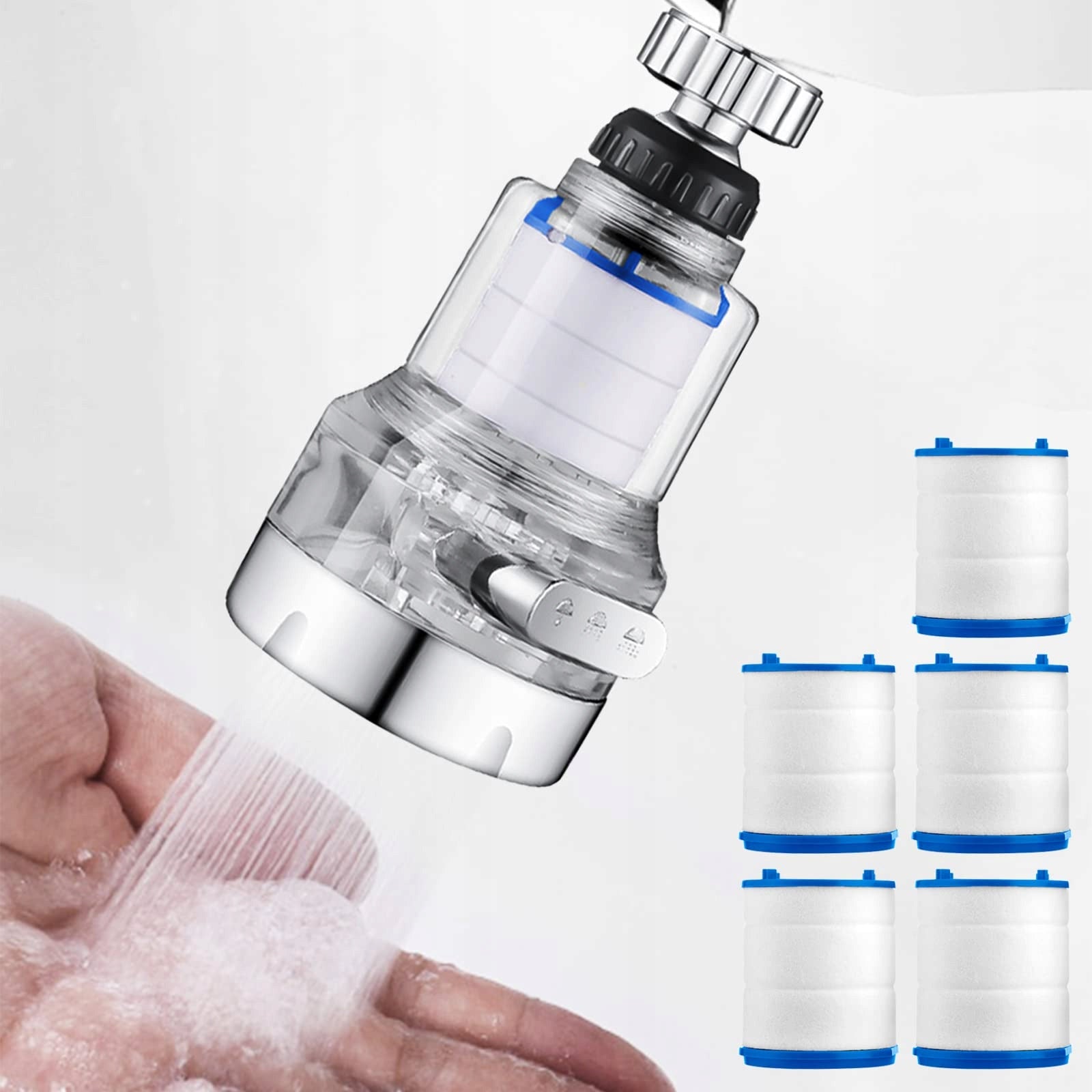 360° rotary water filter cartridge for tap, removes hard water, 10 pcs.
