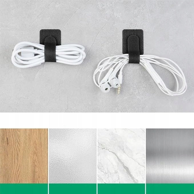 36X SELF ADHESIVE CABLE TIES ORGANIZATION OFFICE VELCRO DESK BLACK Model 1