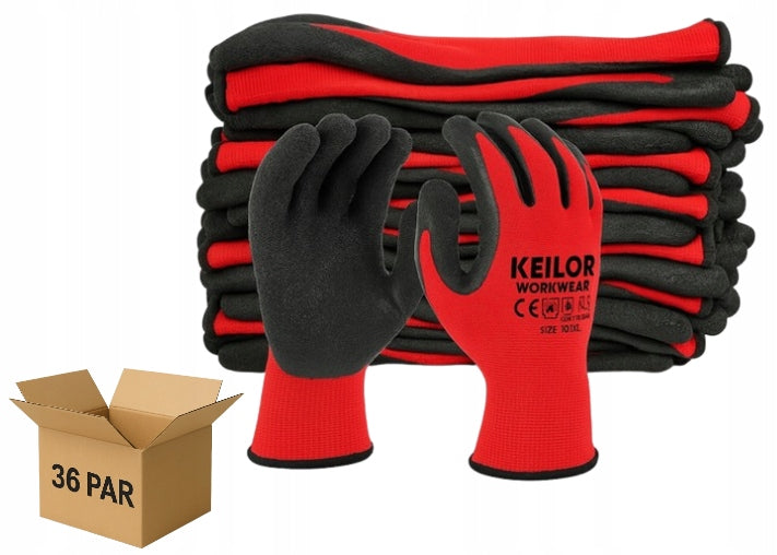 36x Work GLOVES OHS Protective GLOVES coated LATEX porous 7