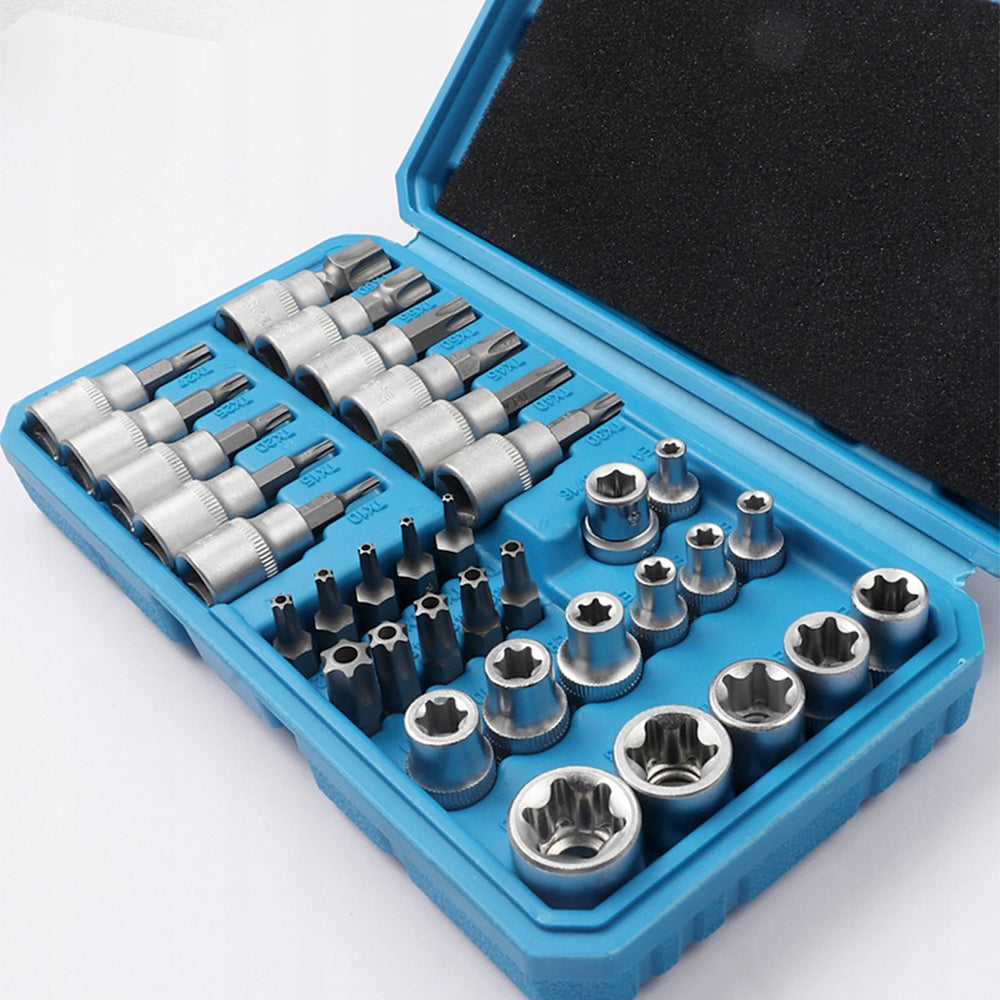 Raktų ir antgalių rinkinys TORX, 34 vnt.